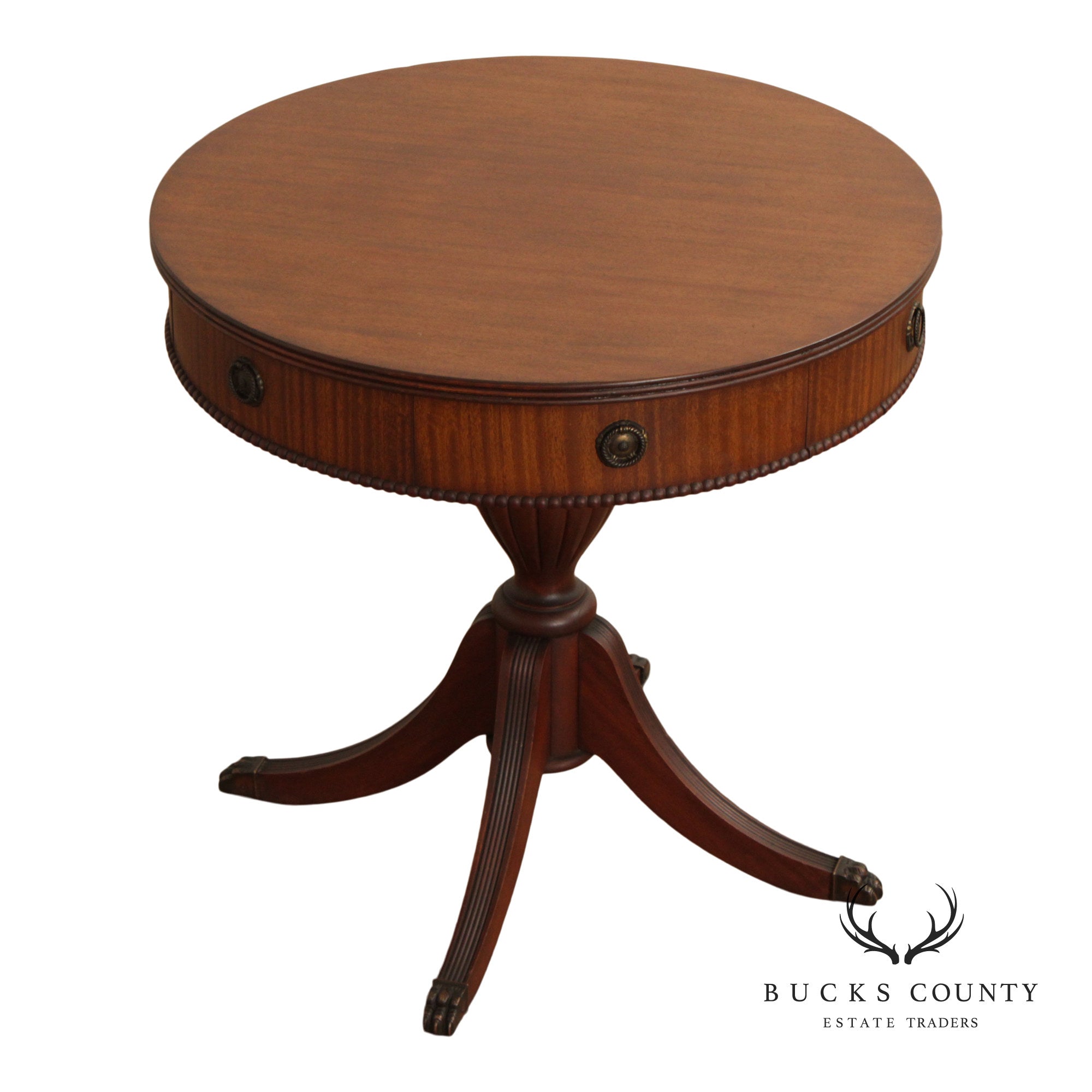 Regency Style 1940's Vintage Mahogany Drum Table