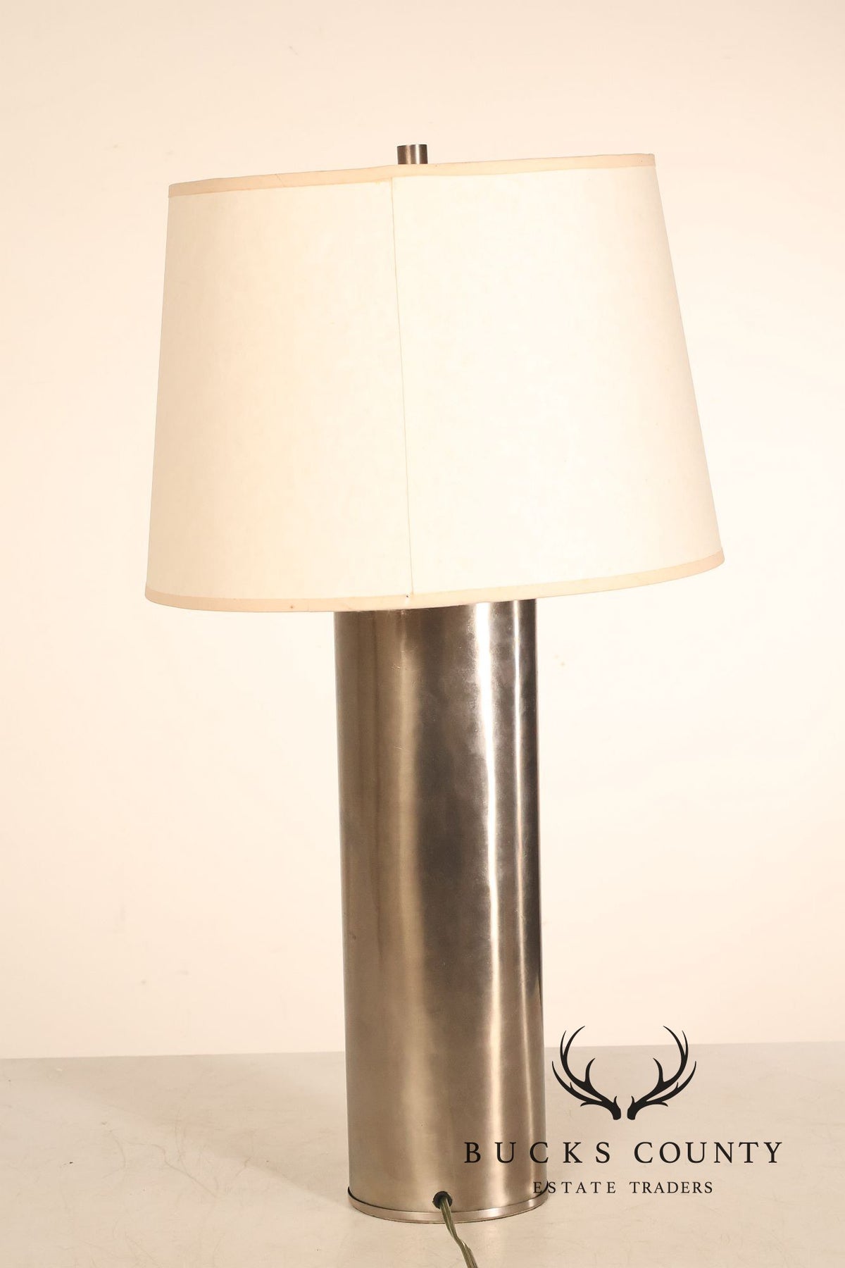 Comfort Co. Modernist Pair of Cylindrical Metal Table Lamps