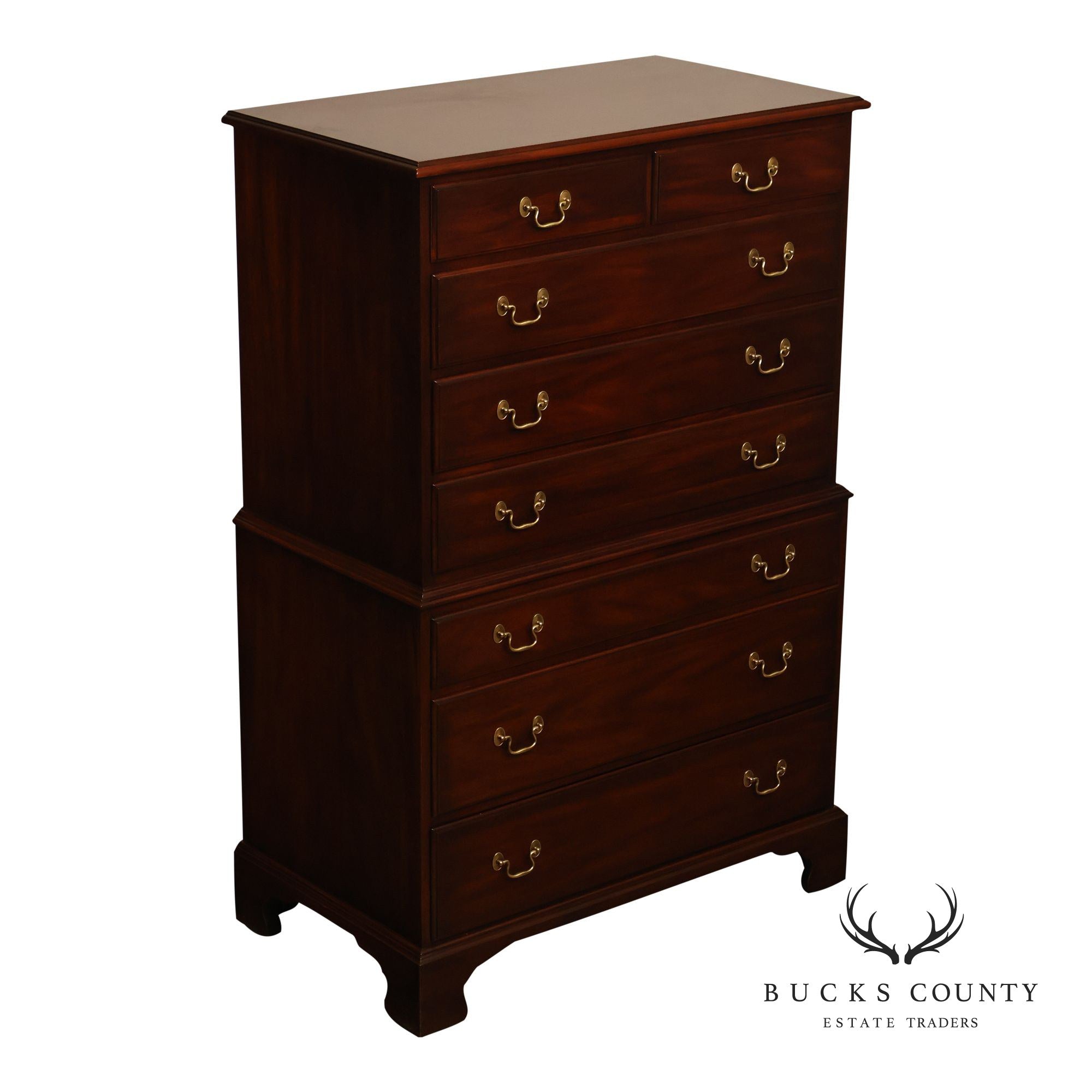 Henkel Harris Chippendale Style Vintage Mahogany Tall Chest