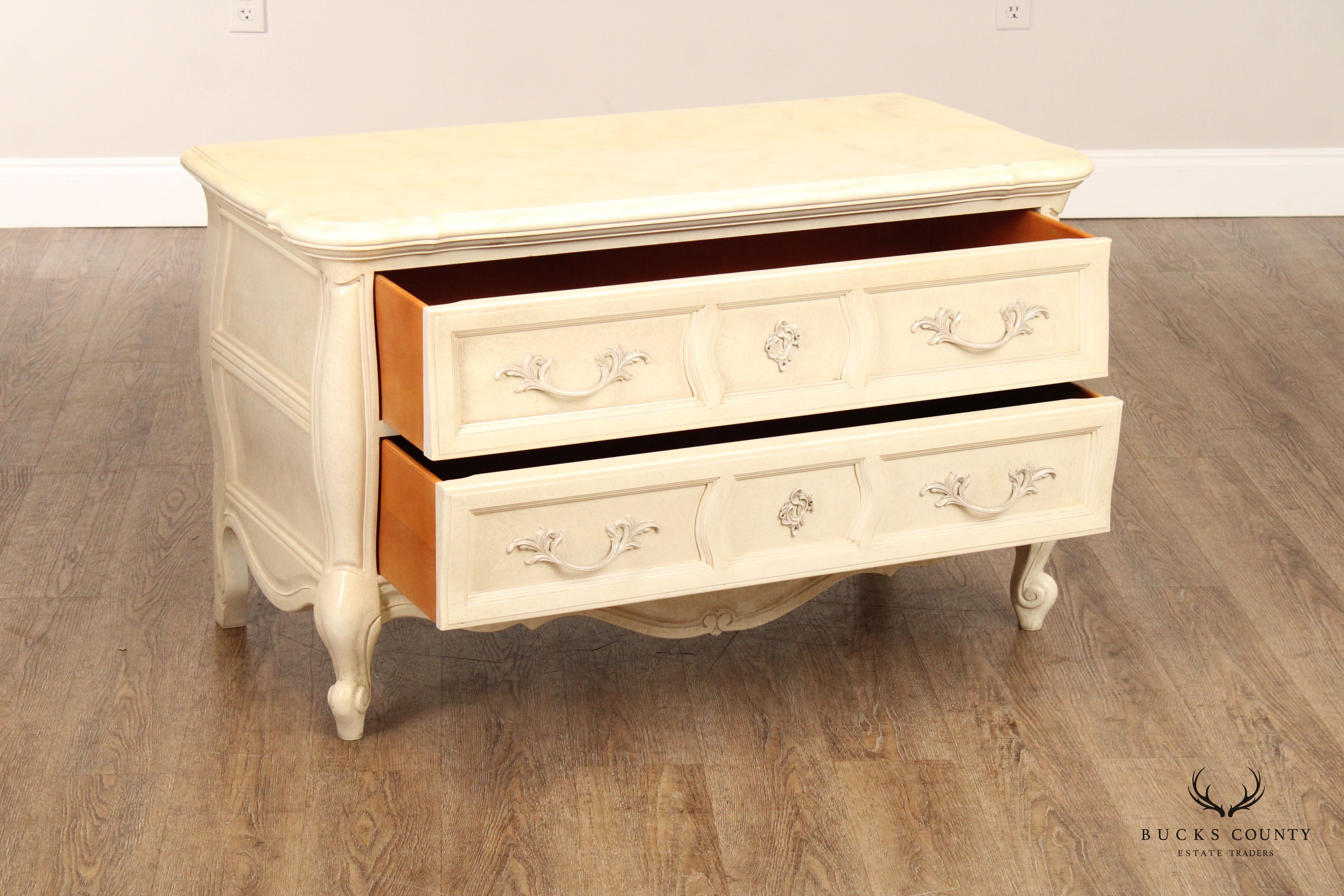 Union National French Provincial Style Pair of Painted Commodes
