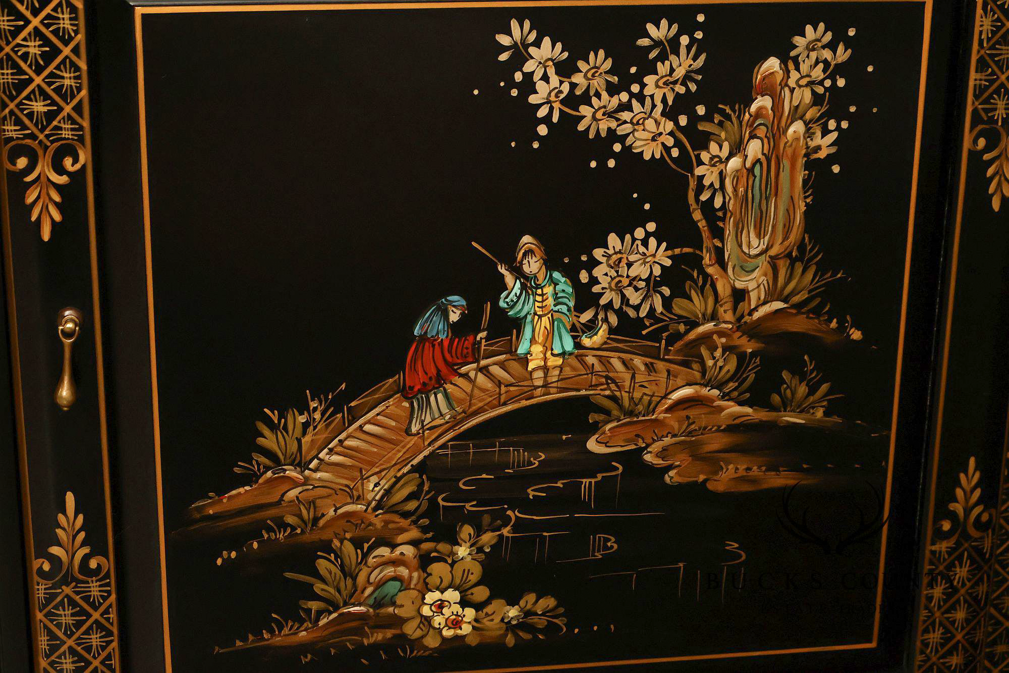 Union National Chinoiserie Hand Painted China Display Cabinet