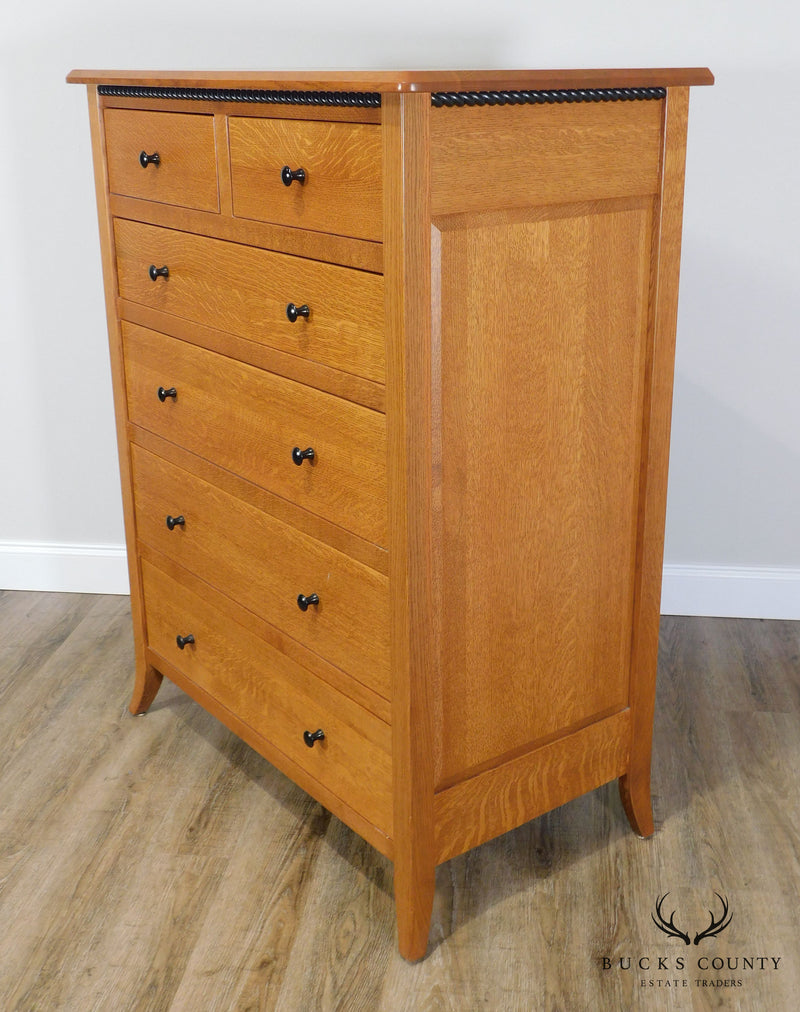 Bunker Hill Collection Amish Oak Hand Crafted 6 Drawer High Chest