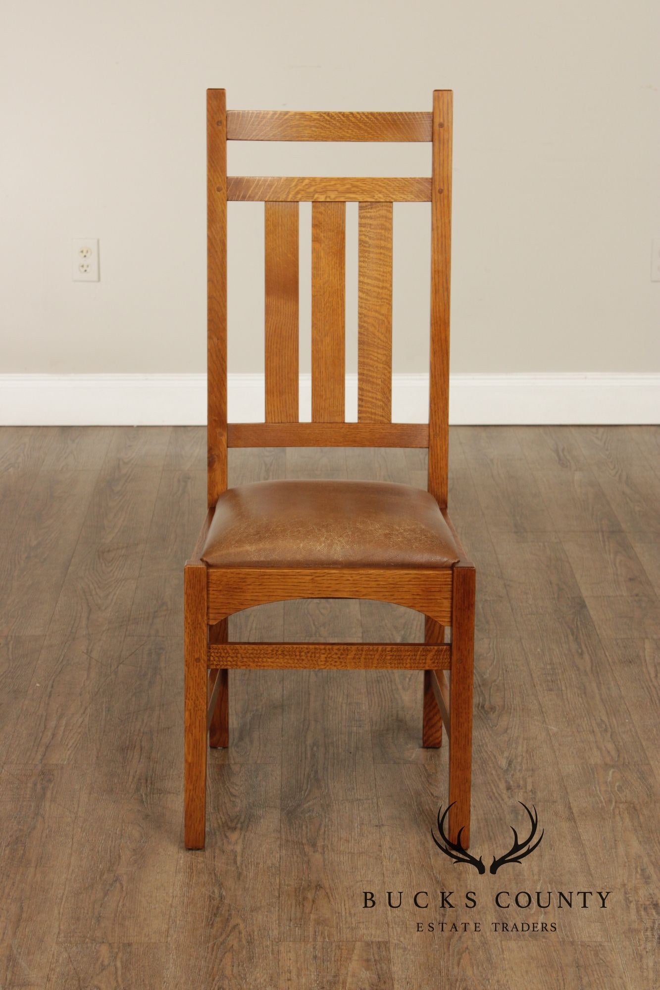 Stickley Mission Collection Set of Four Harvey Ellis Oak Dining Chairs