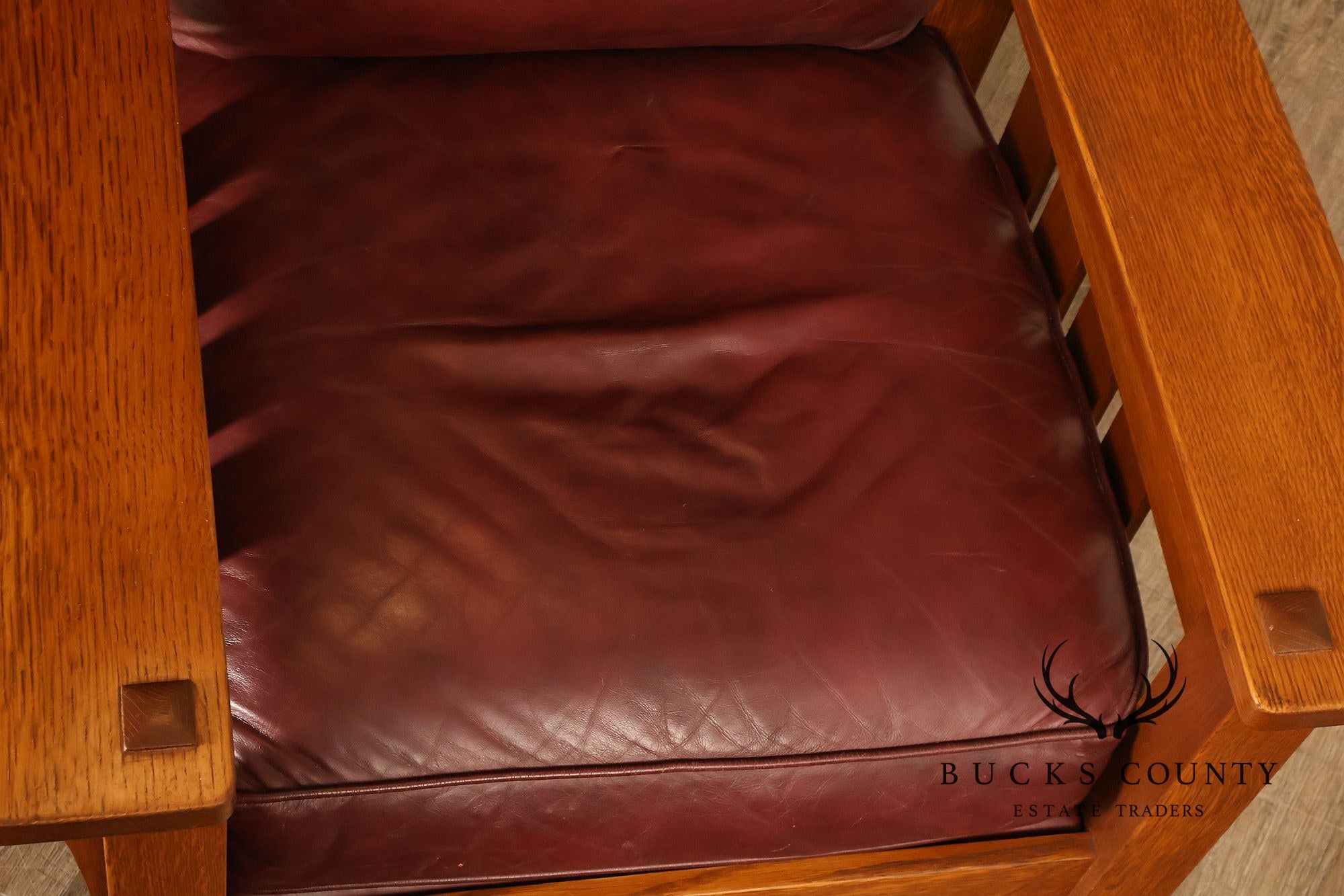 Stickley Mission Collection Oak And Leather Bow Arm Morris Chair