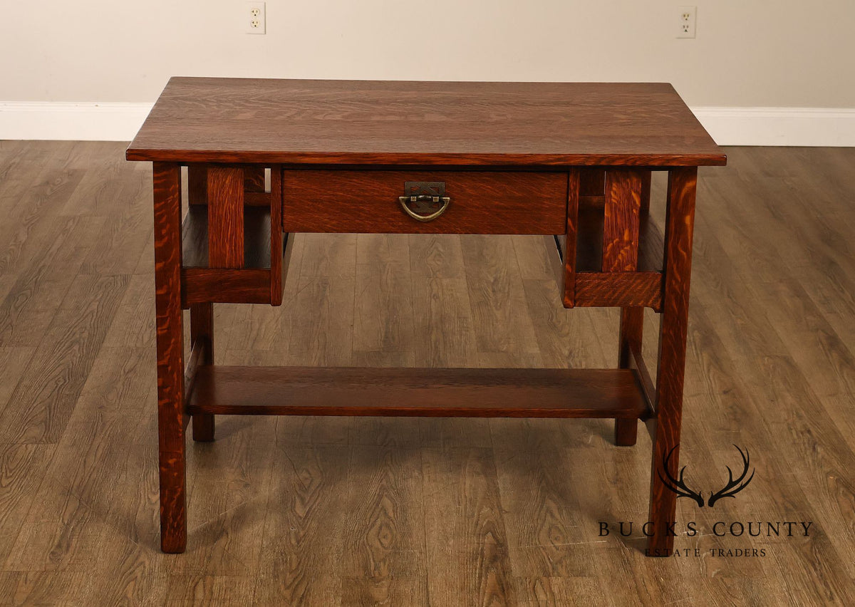 Antique Stickley Brothers Mission Oak One-Drawer Library Table