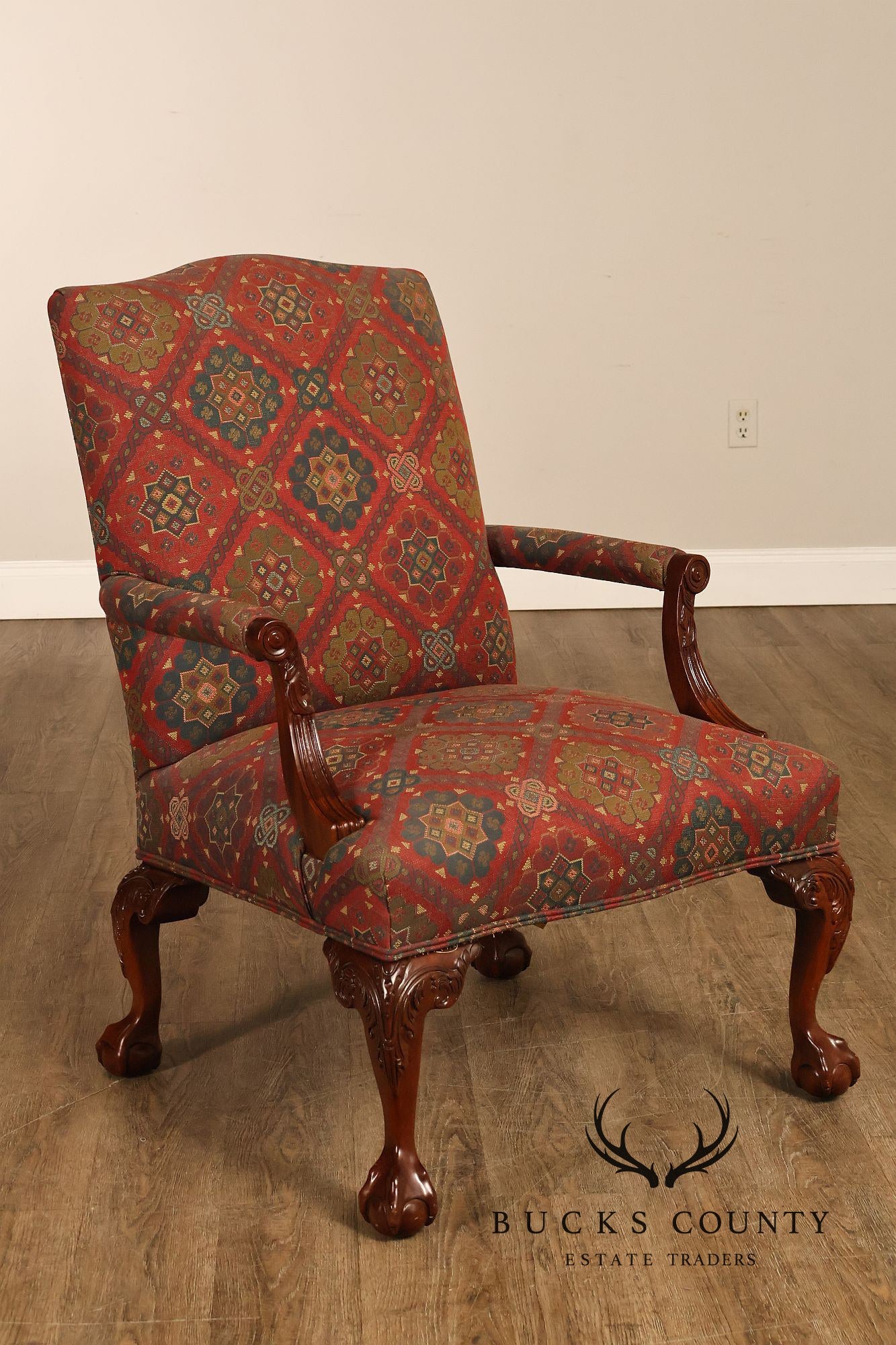 Henredon Chippendale Style Mahogany Library Armchair