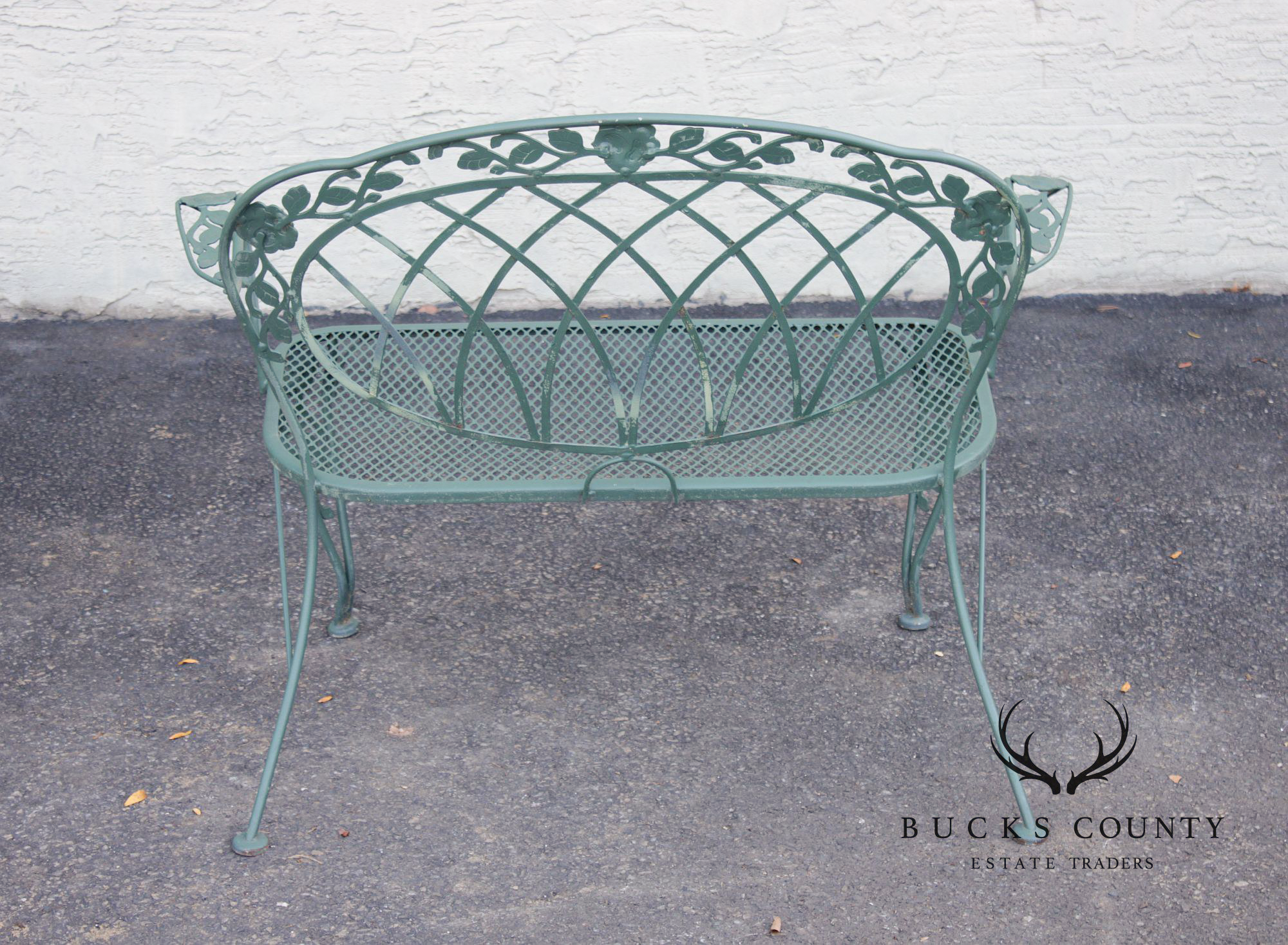 Wrought Iron Outdoor Garden Bench With Rose Motif