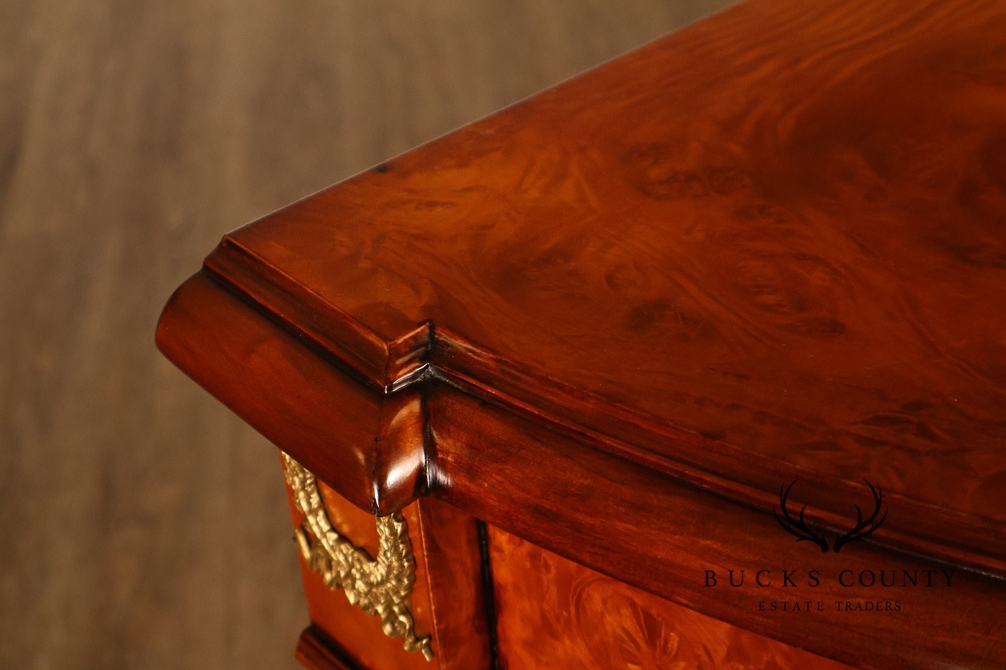 Rho Mobili D'Epoca Neoclassical Burl Wood Marquetry Inlaid Sideboard