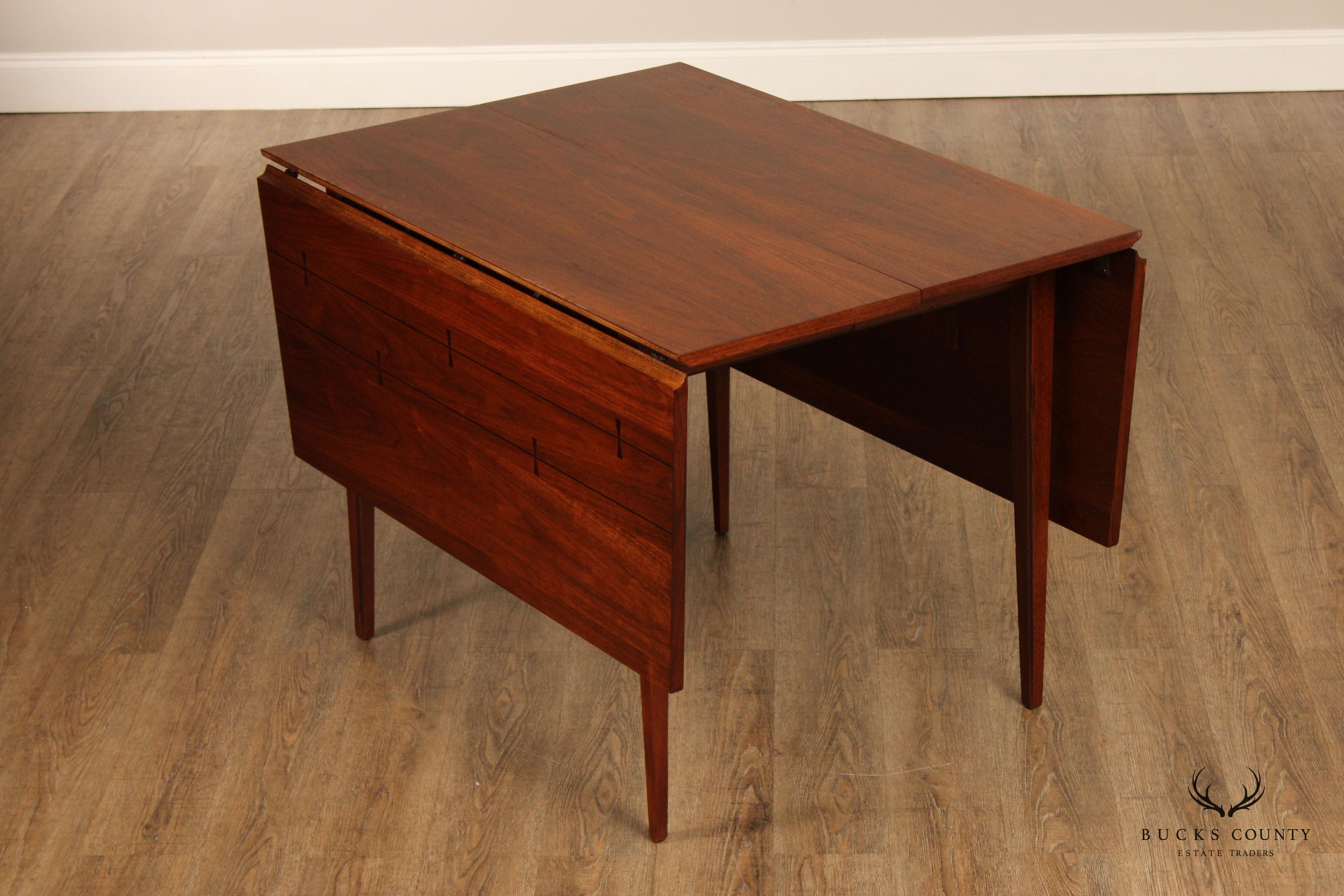 Lane 'Tuxedo' Mid Century Modern Walnut Drop Leaf Dining Table