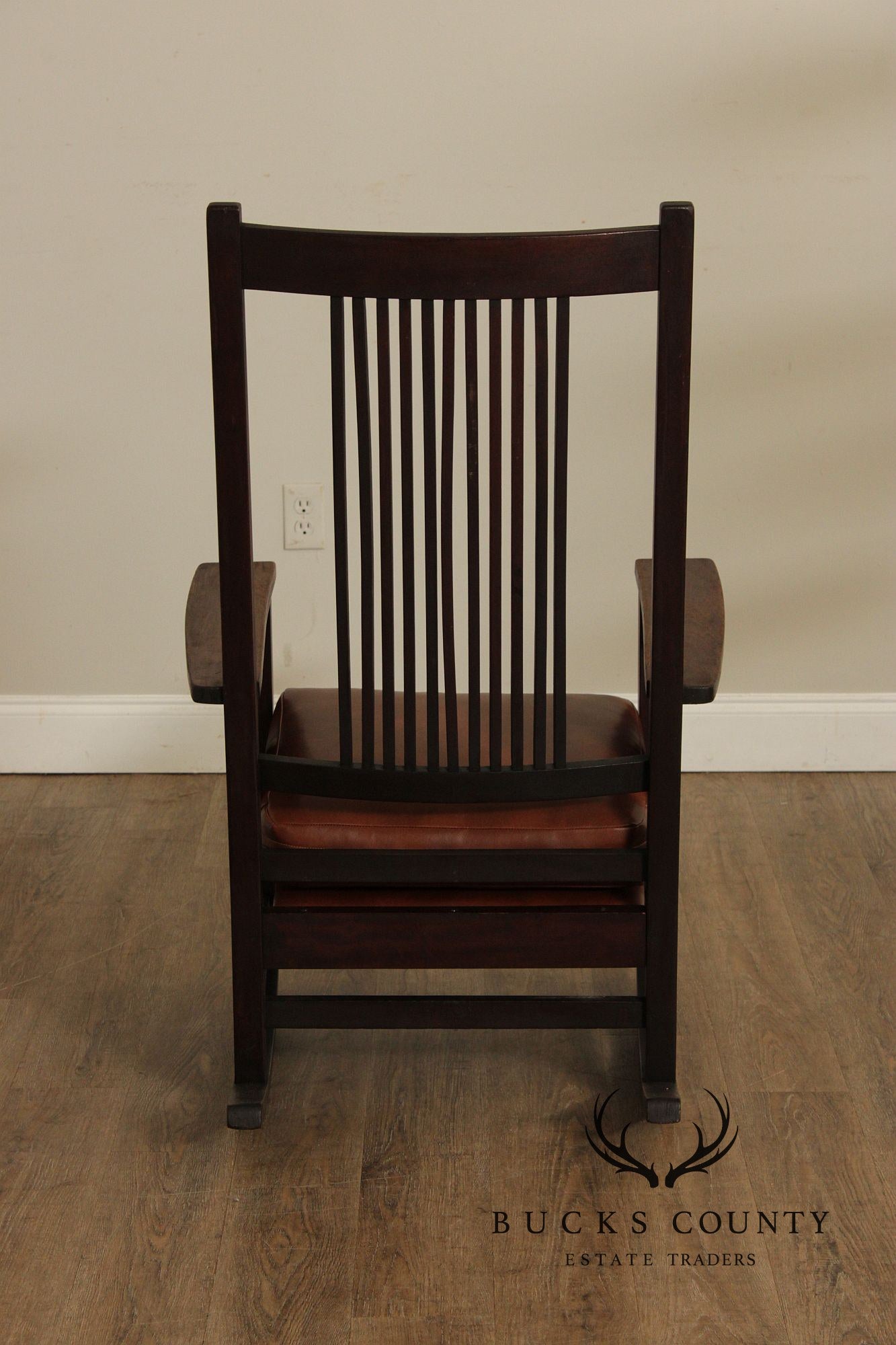 Antique Gustav Stickley Mahogany Spindle Rocker