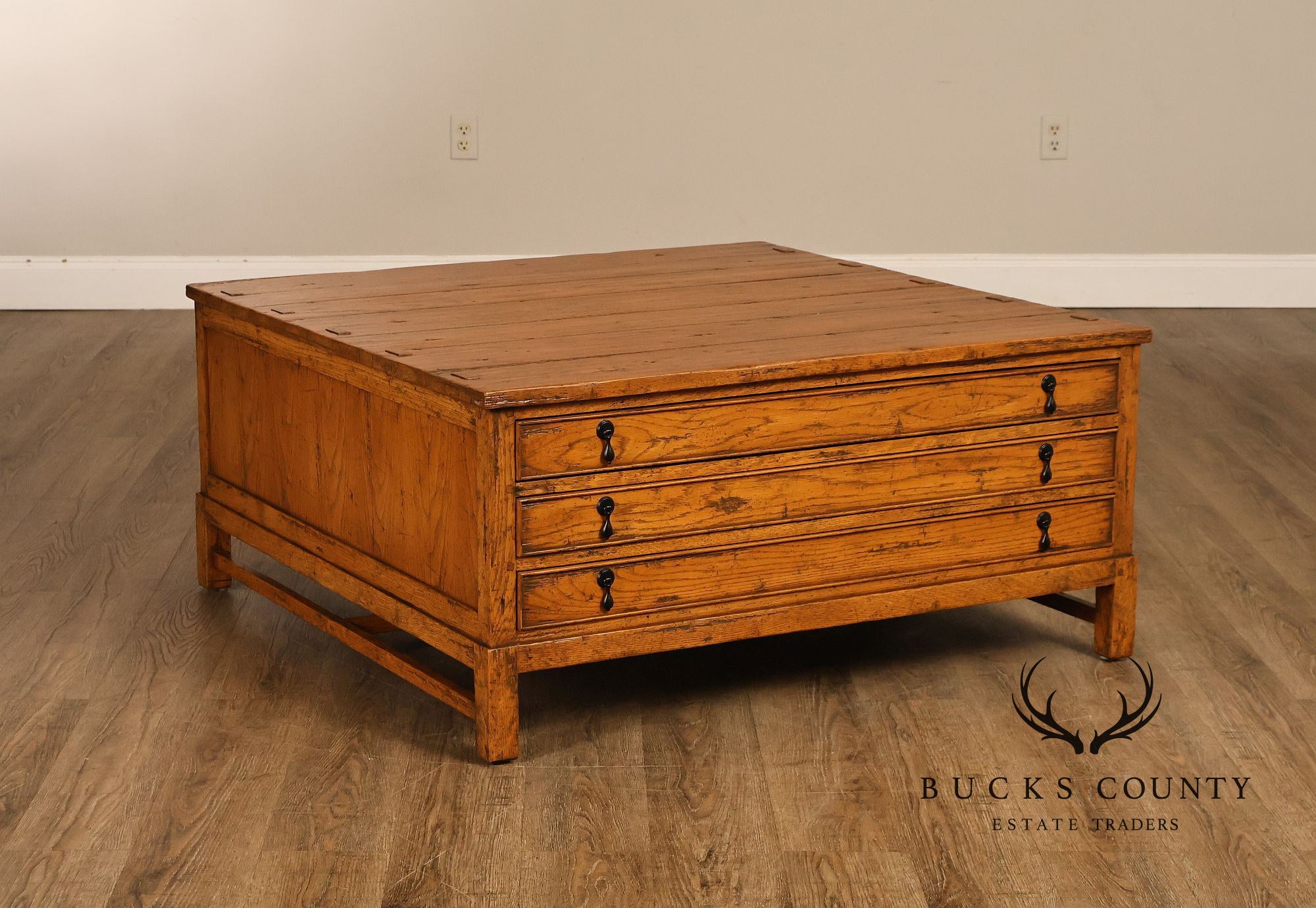 Guy Chaddock Antiqued Oak Storage Coffee Table