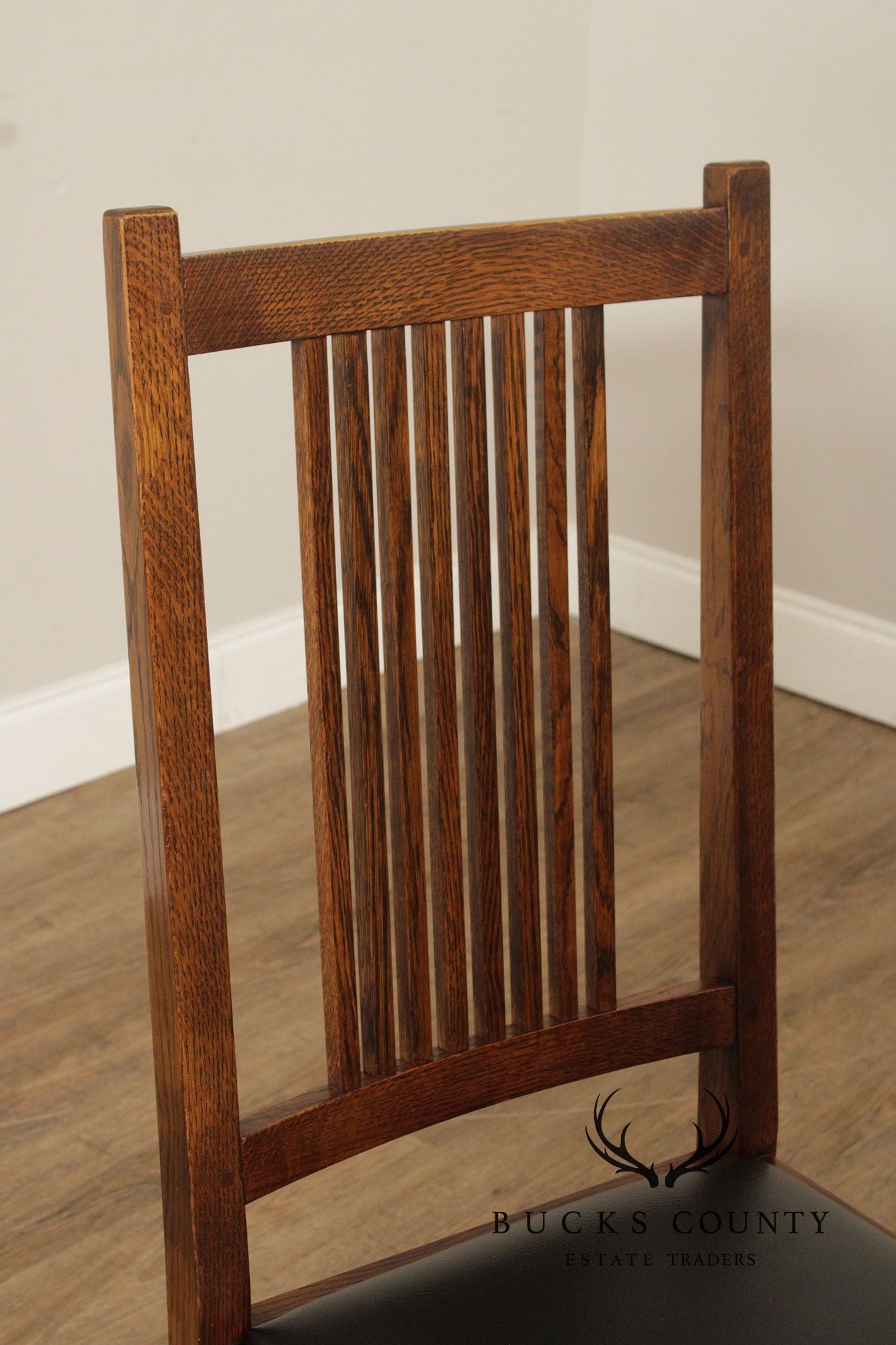 Stickley Mission Collection Set Of Eight Oak Spindle Back Dining Chairs