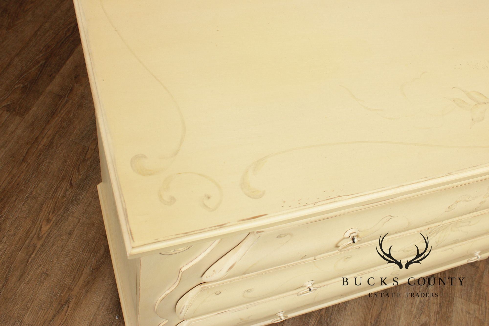 Ethan Allen Paint Decorated 'Maison' Bombe Chest of Drawers