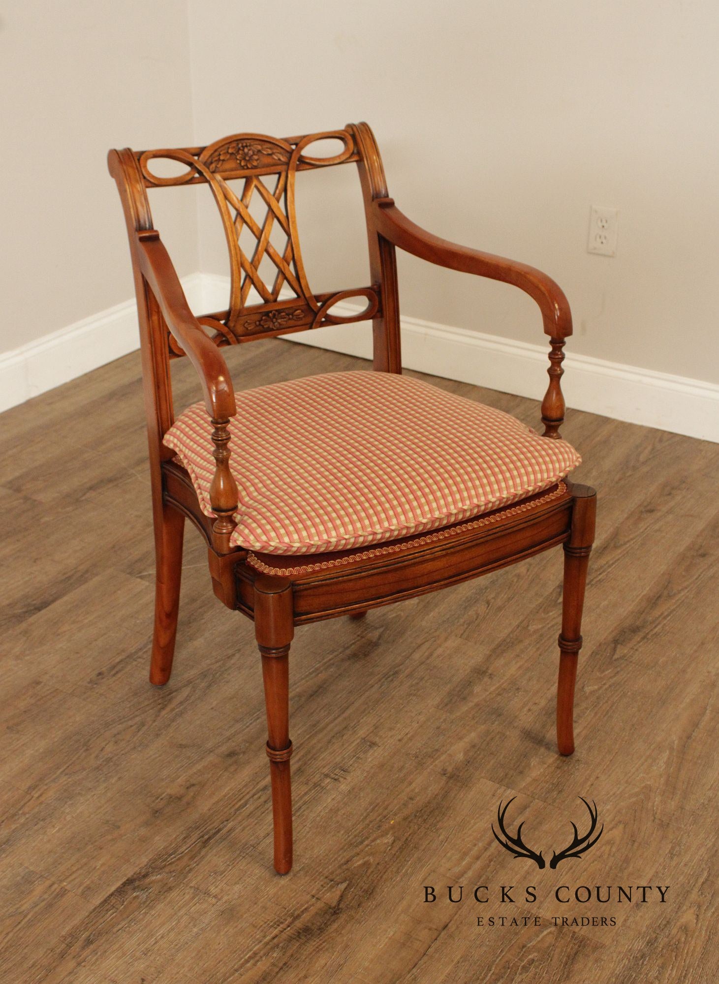 Regency Style Pair of Carved Frame Armchairs