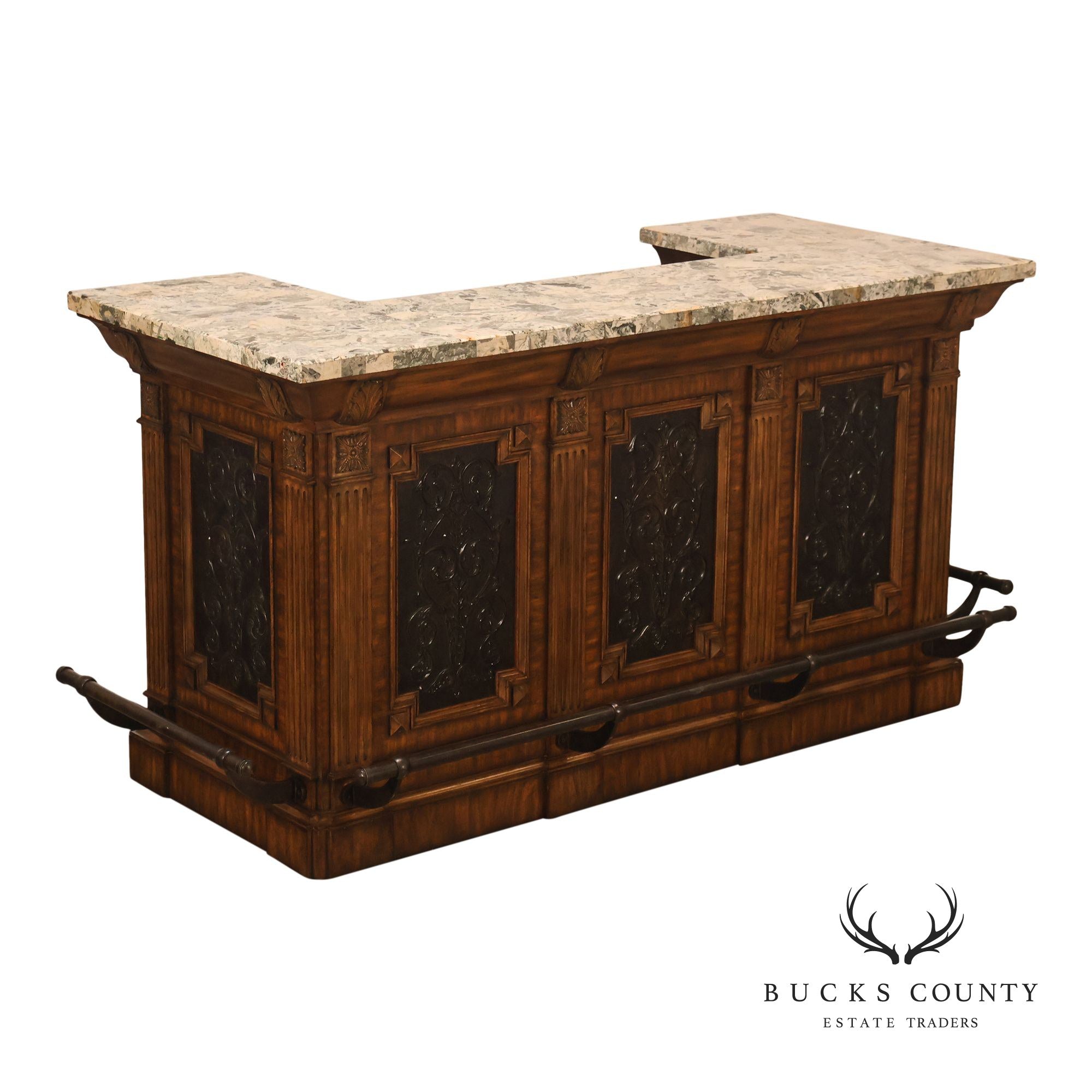 Maitland-Smith Neoclassical Style Faux Marble Top Home Bar