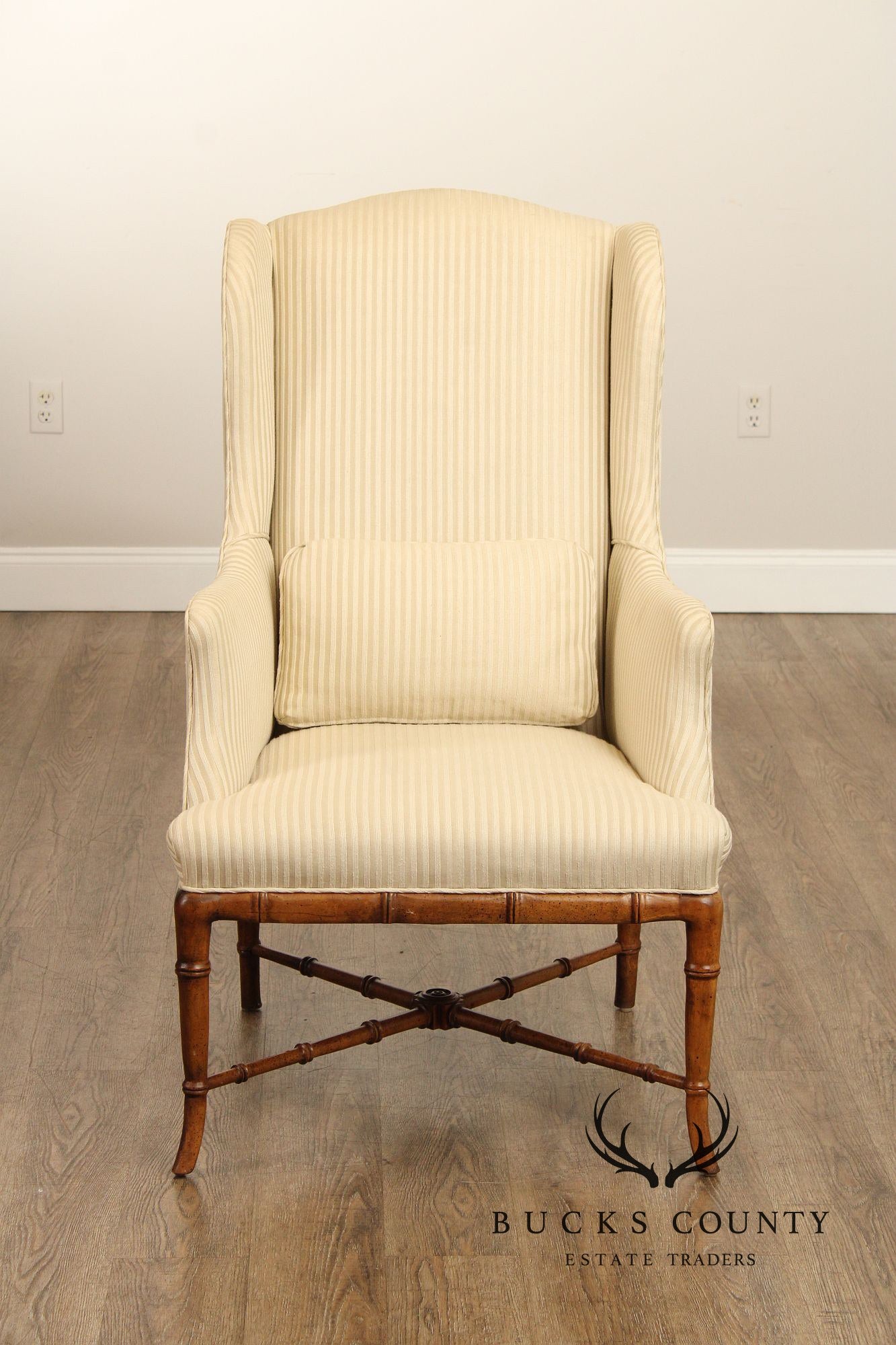 Quality Faux Bamboo Frame Vintage Wing Chair