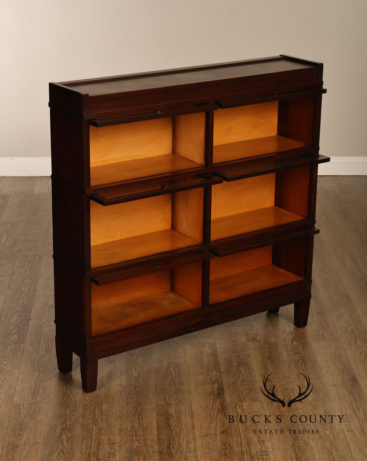 Antique Globe-Wernicke Mahogany Double Wide Barrister Bookcase