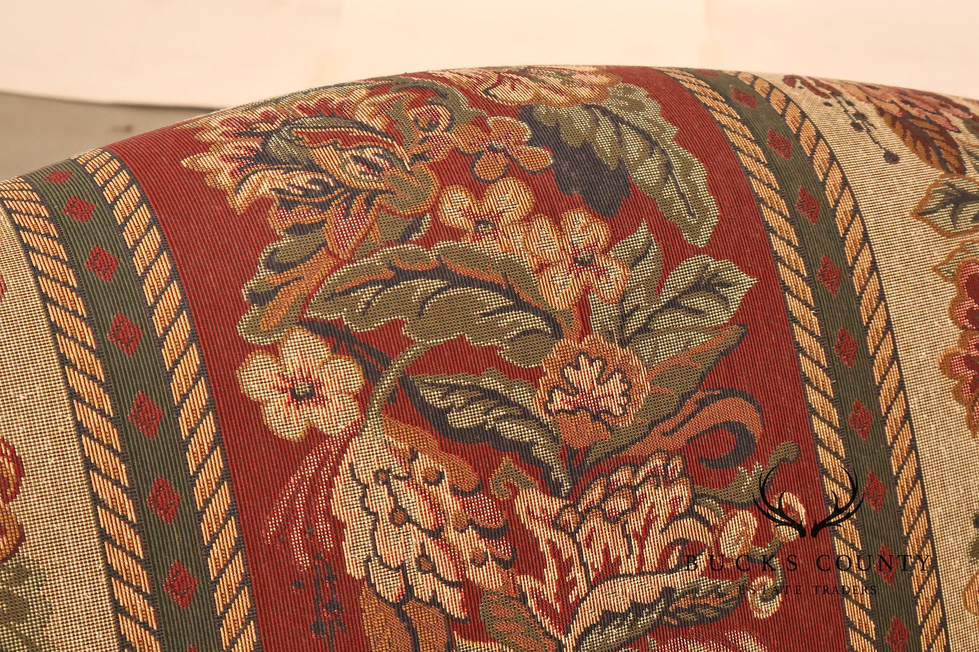 Vintage Traditional Camelback Sofa With Floral Upholstery