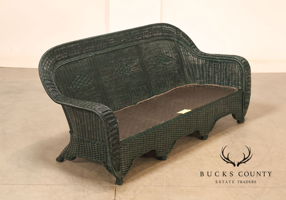 Henry Link Wicker Floral Upholstered Sofa
