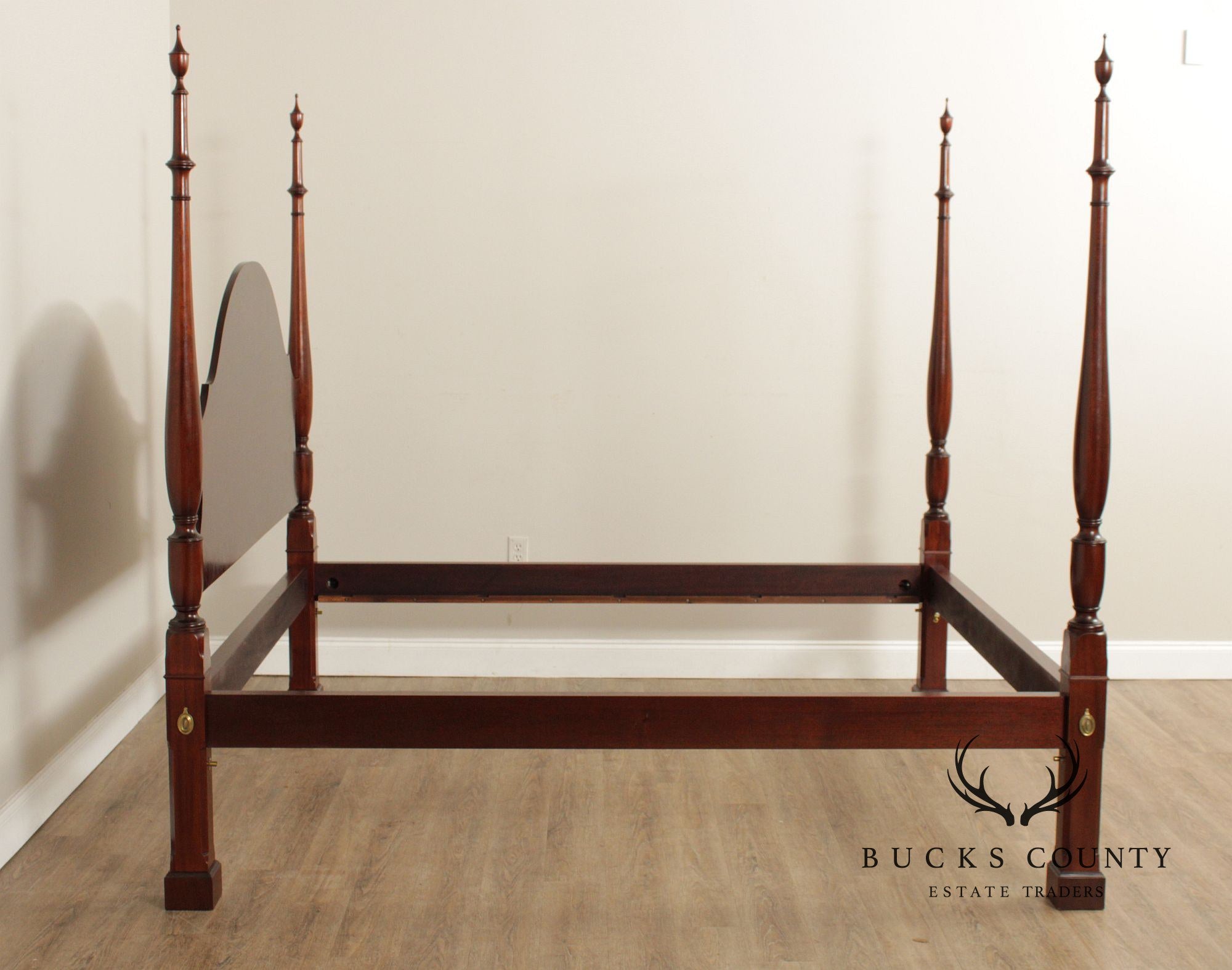 Custom Quality Federal Style Carved Mahogany California King  Poster Bed Frame