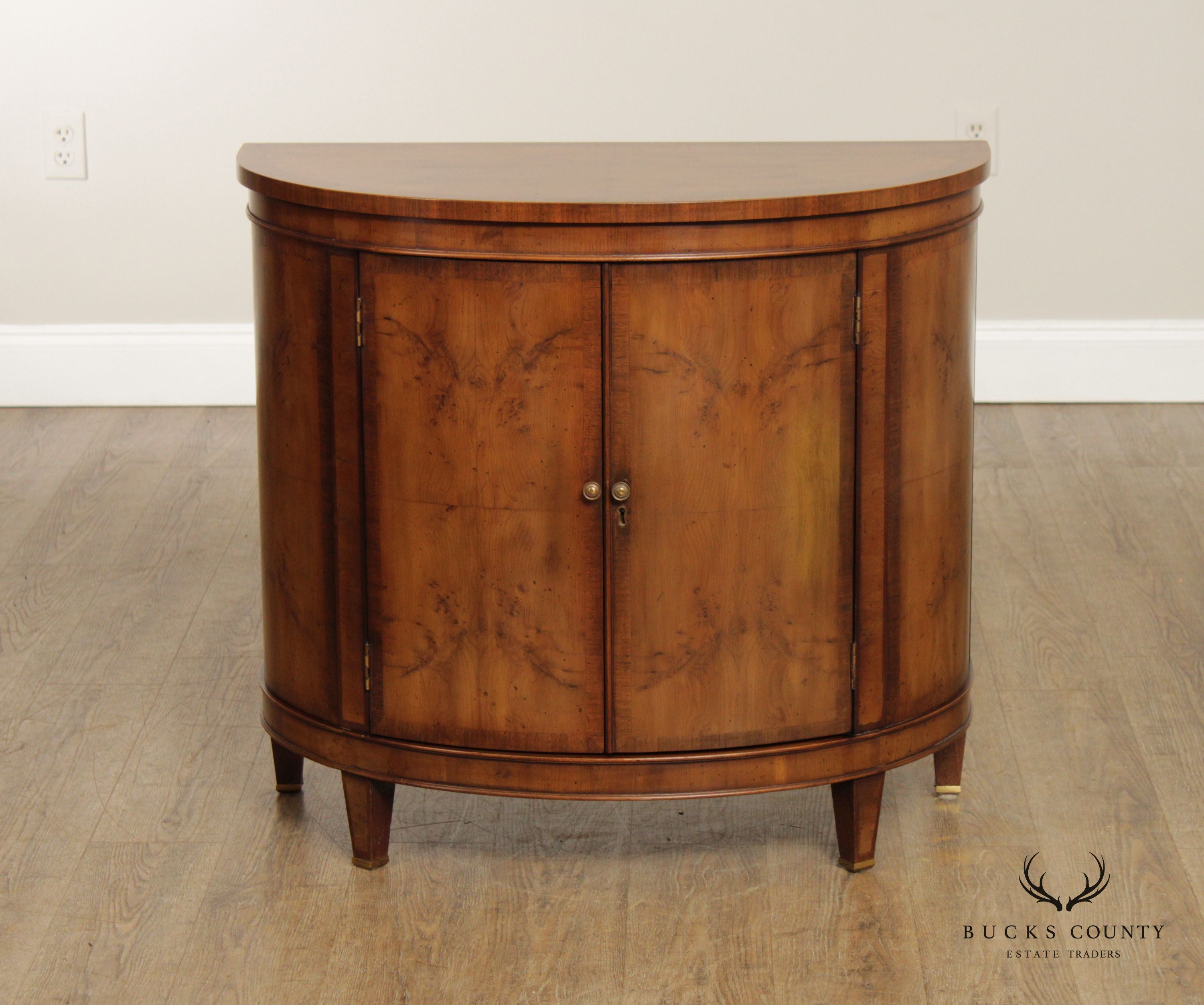 Quality Yew Wood Demilune Two Door Console