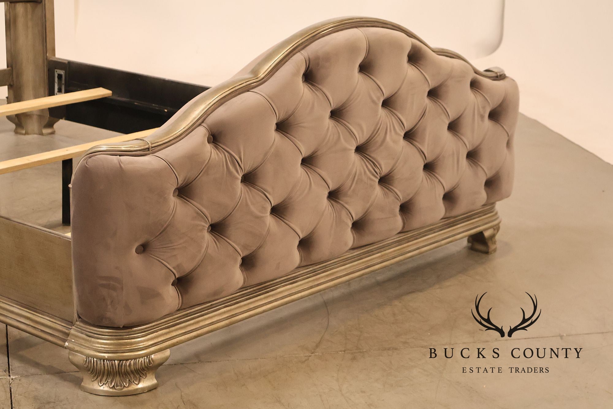 Elegant Queen Bed Featuring a Deep Tufted Upholstered Head and Footboard