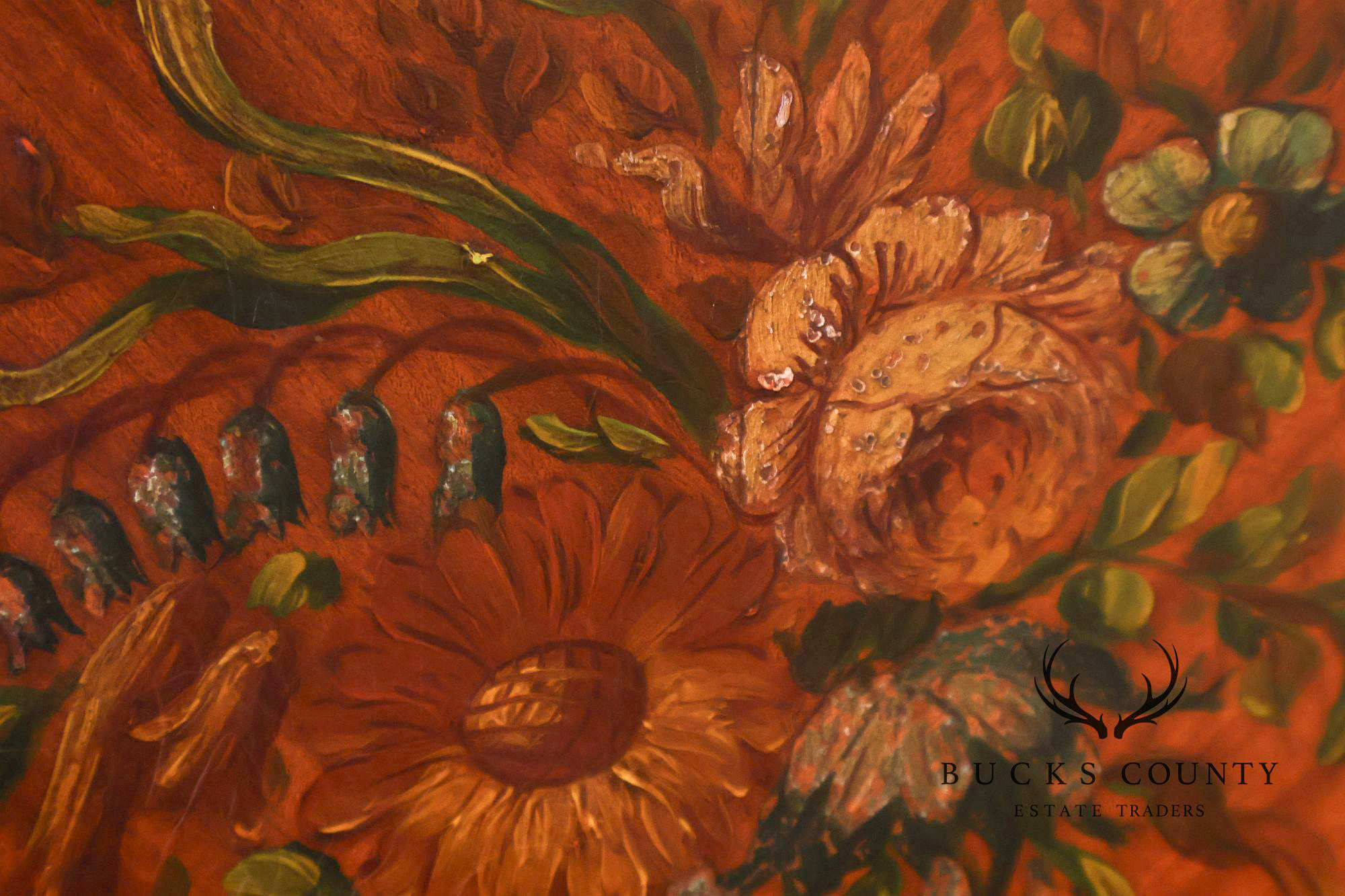 Edwardian Paint Decorated Satinwood Twin Headboard