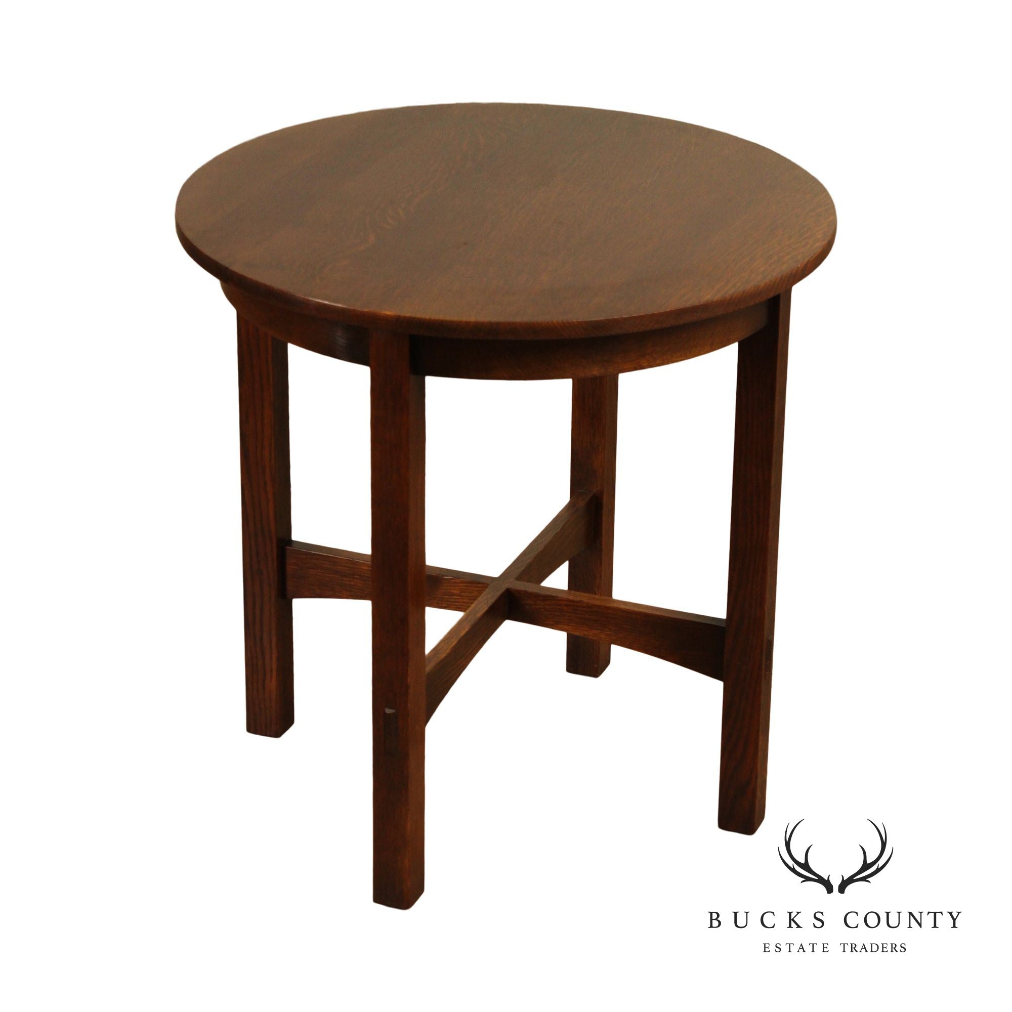 Stickley Mission Collection Oak Round Lamp Table