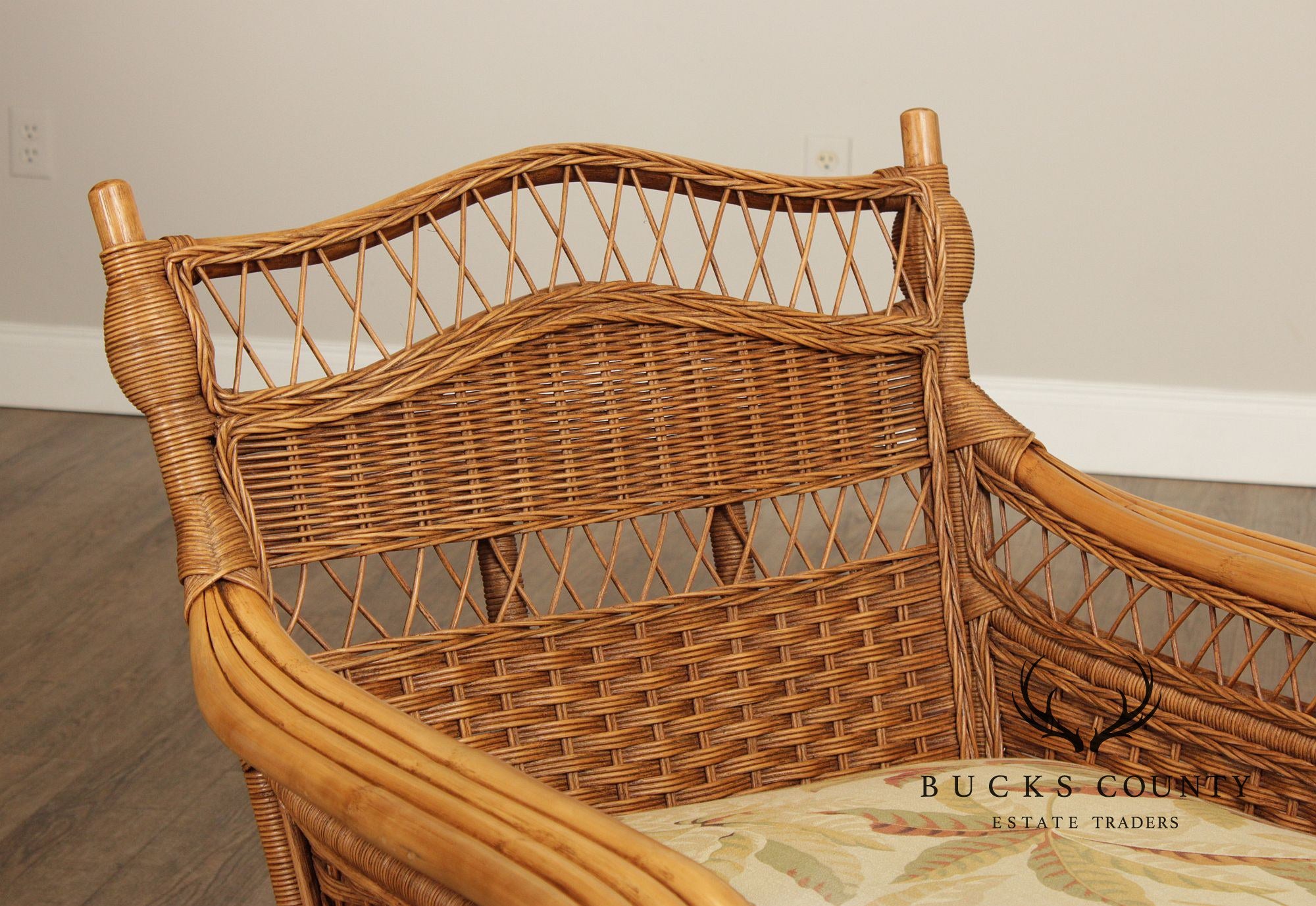 Braxton Culler Rattan and Wicker Lounge Chair and Ottoman