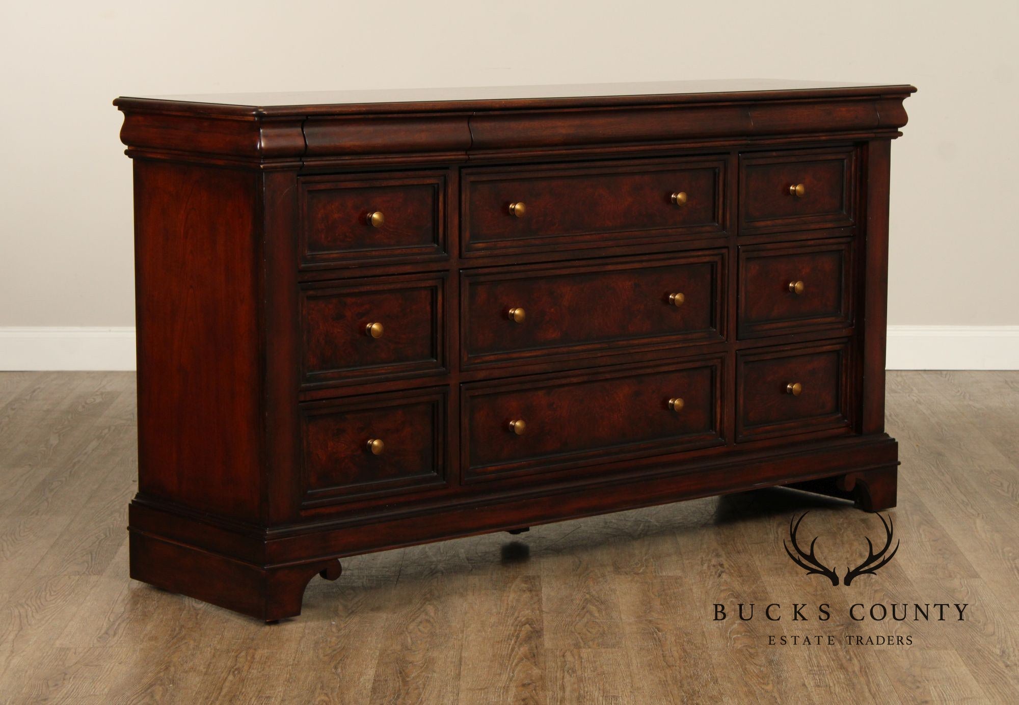 Bernhardt Louis Philippe Style Burlwood Long Dresser