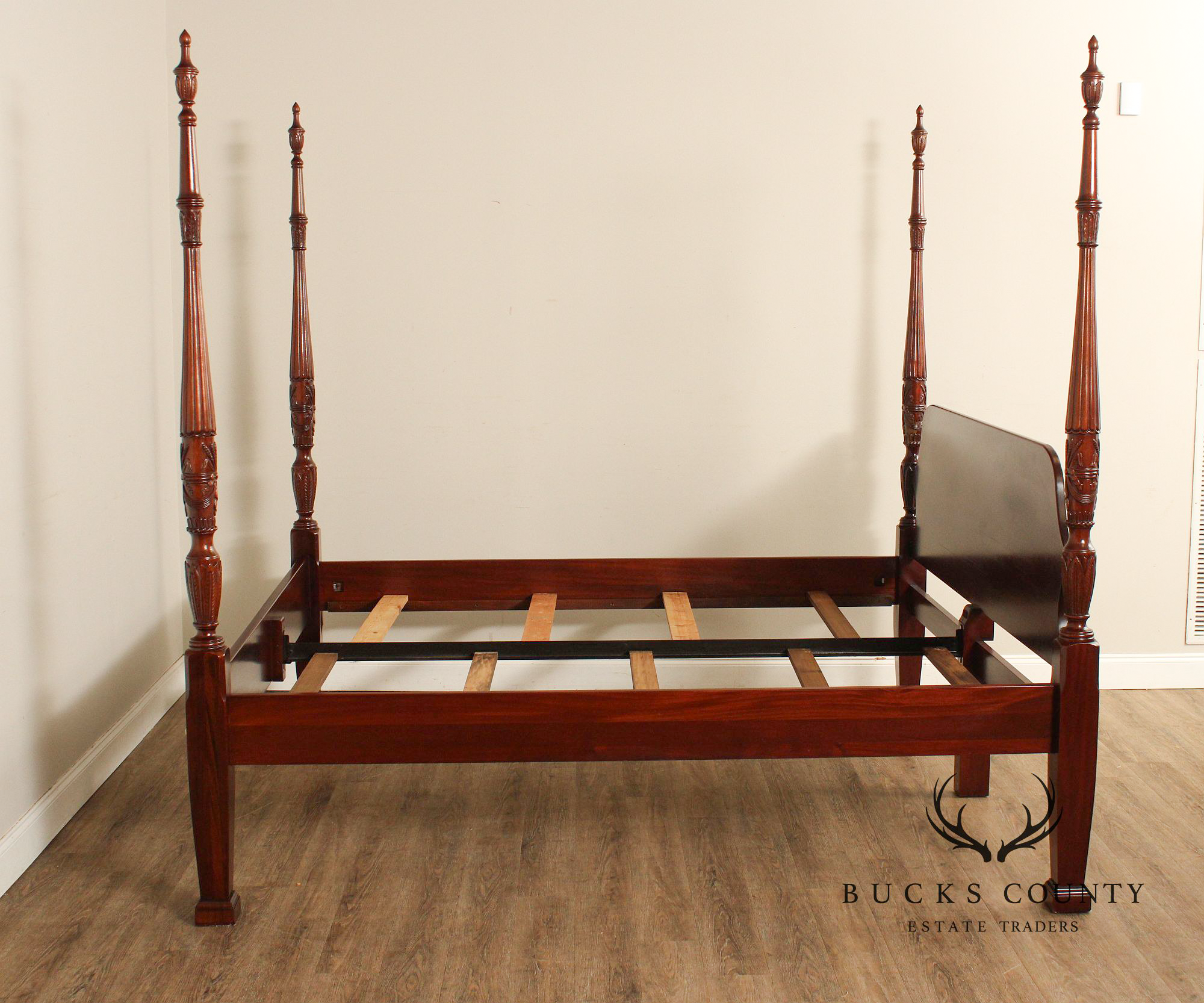 Link Taylor Mahogany King Rice Carved Poster Bed