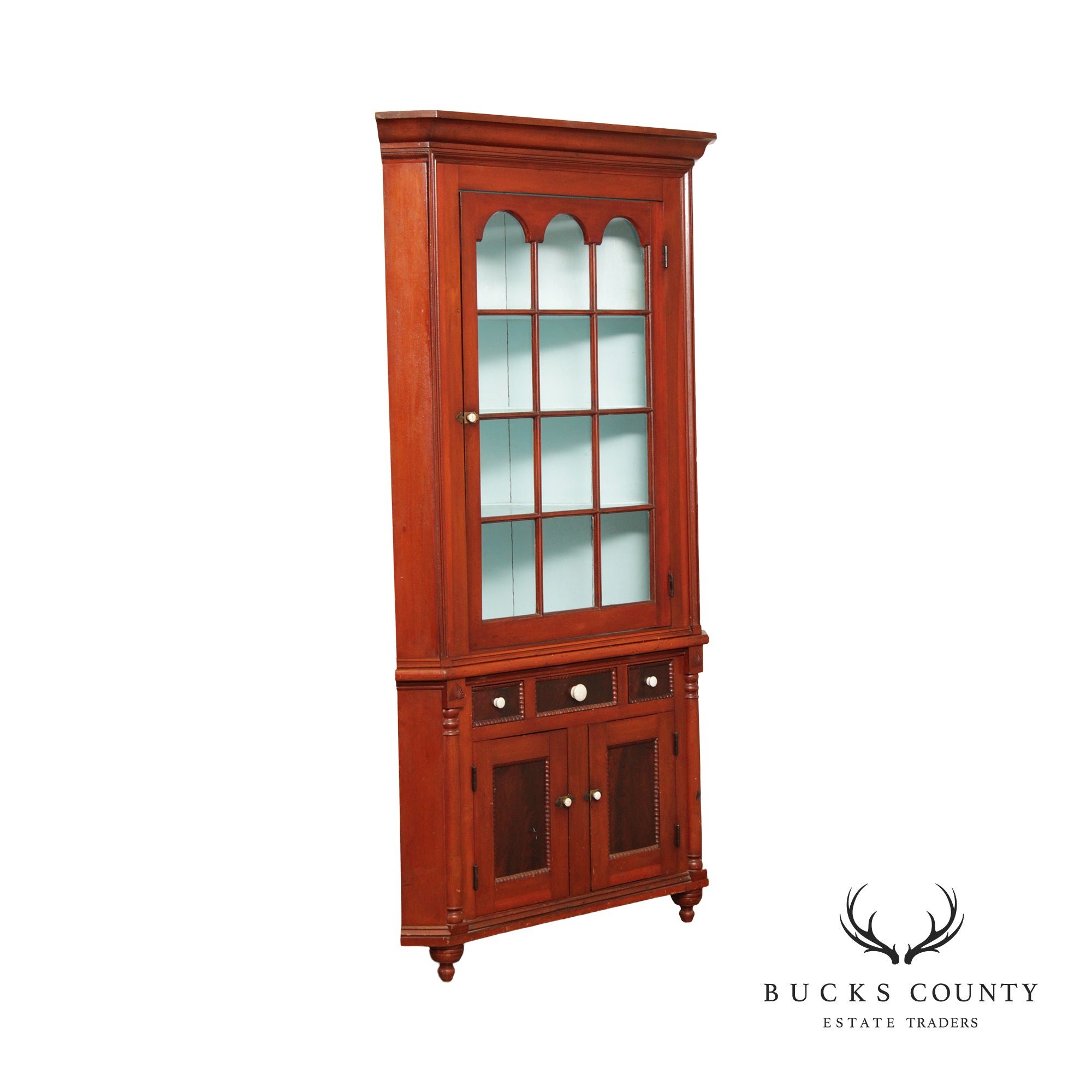 Antique American Farmhouse Cherry Corner Cabinet