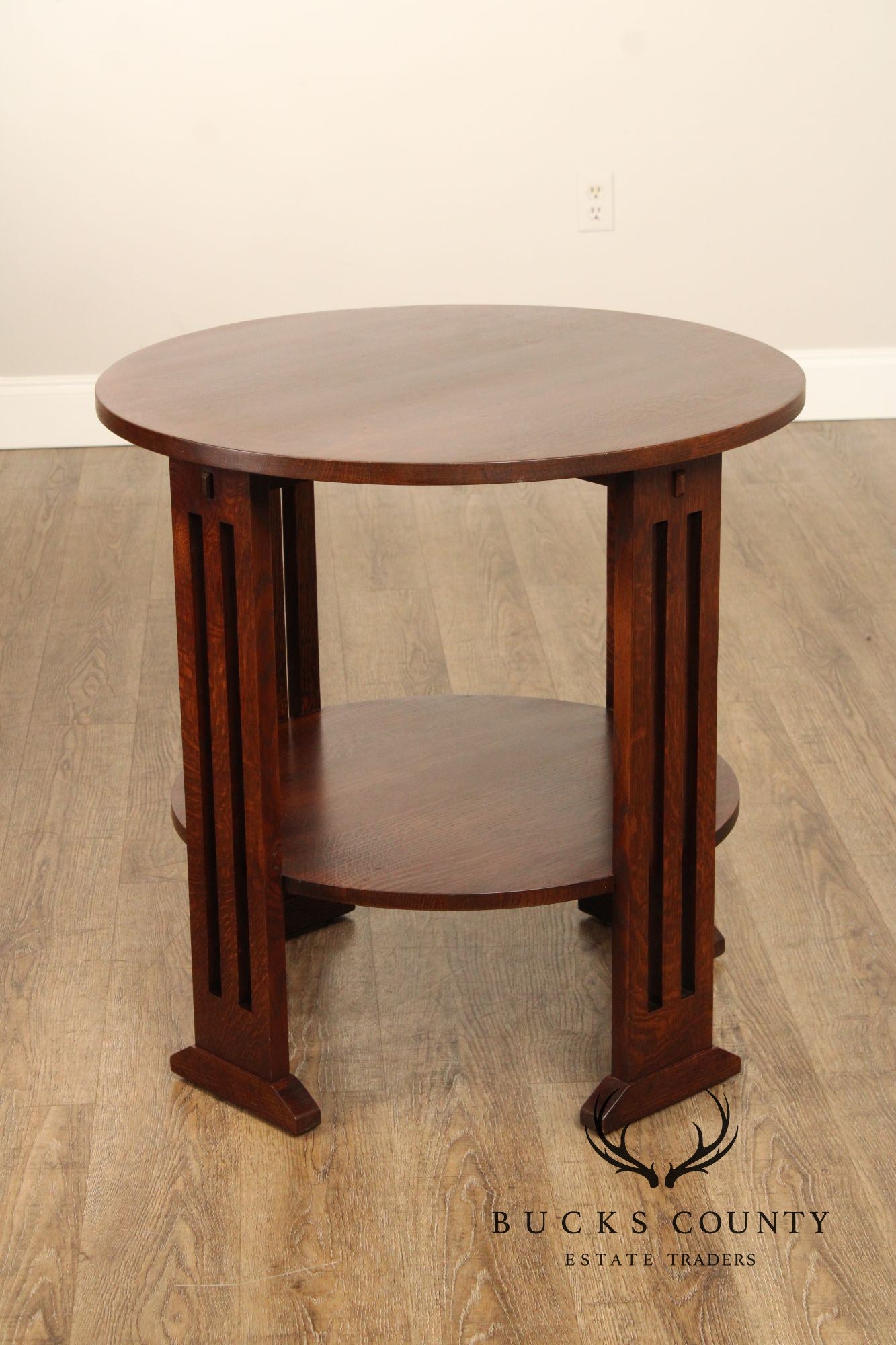 Stickley Mission Collection Oak Round Lamp Table