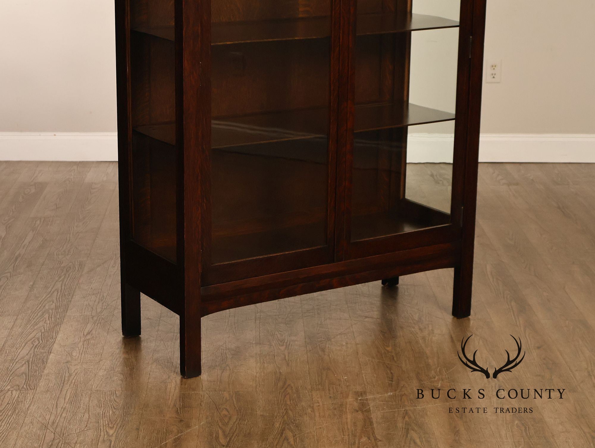 Antique Grand Rapids Mission Oak Two Door China Cabinet Bookcase