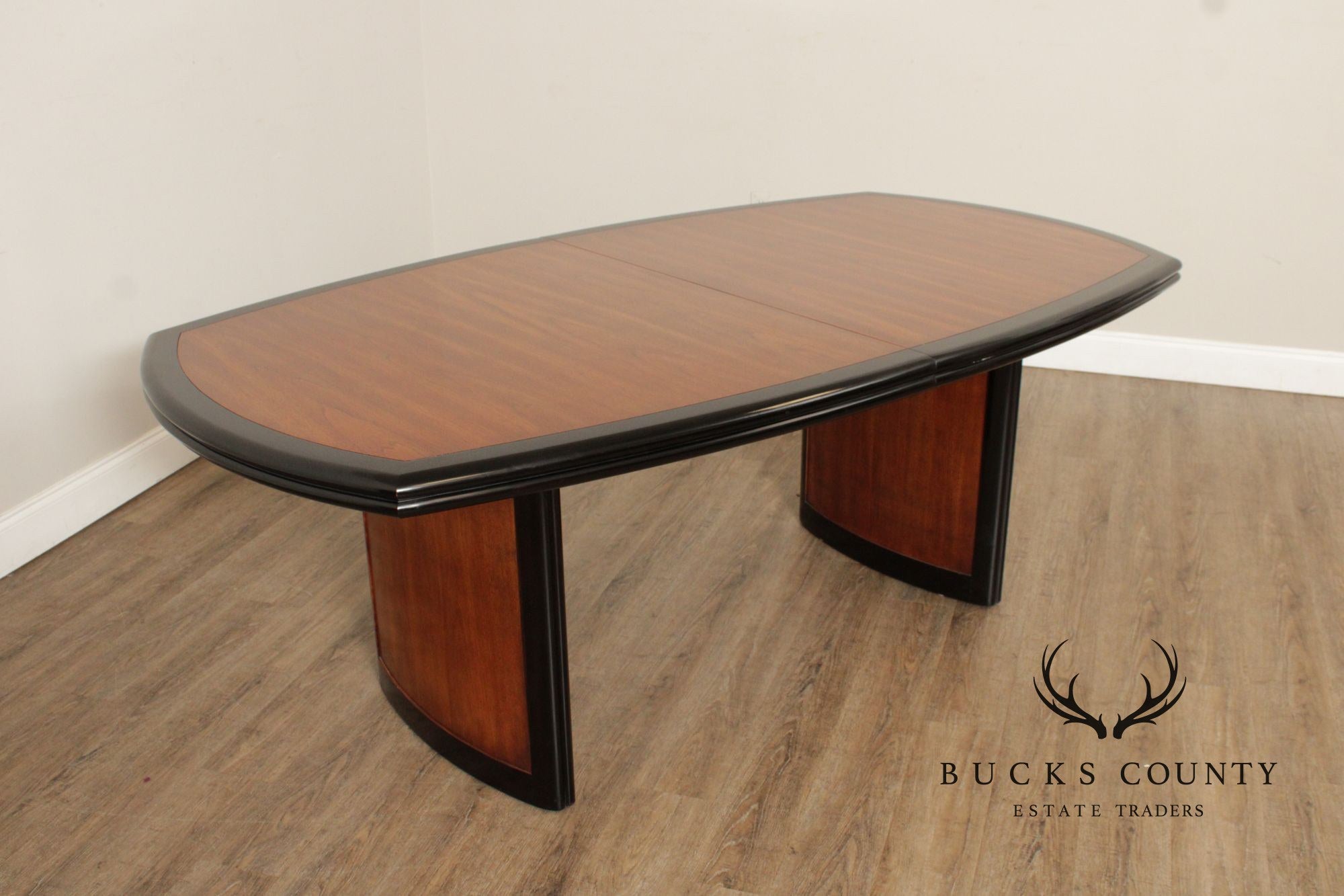 Century Furniture Expandable Modern Two Toned Ebonized Dining Table