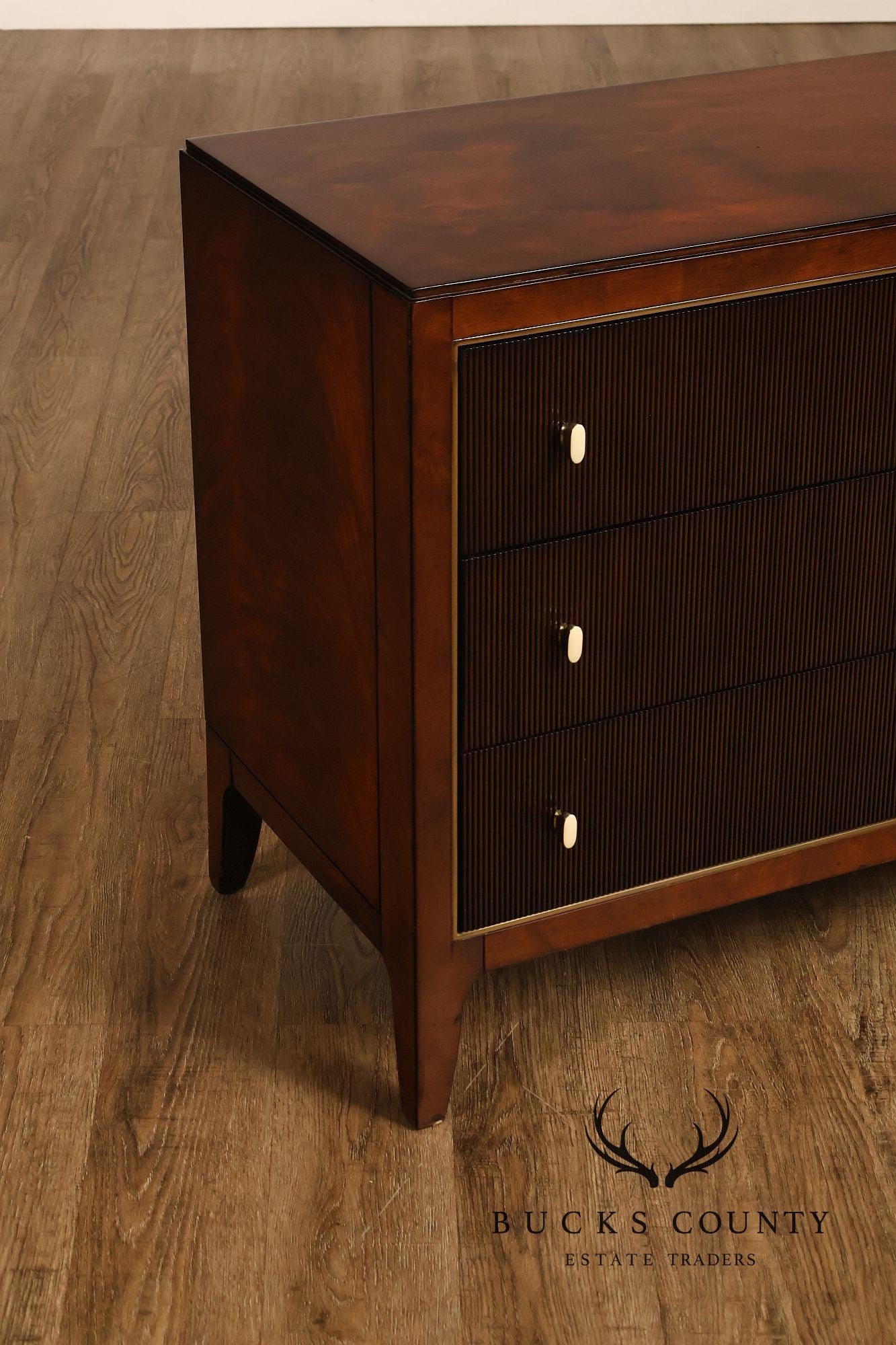 Caracole Art Deco Style Pair of Mahogany Chest Nightstands