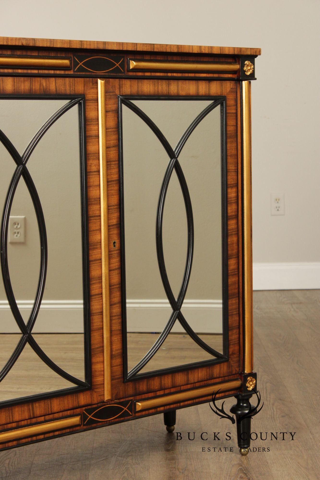 Regency Style Rosewood Mirrored Two Door Cabinet