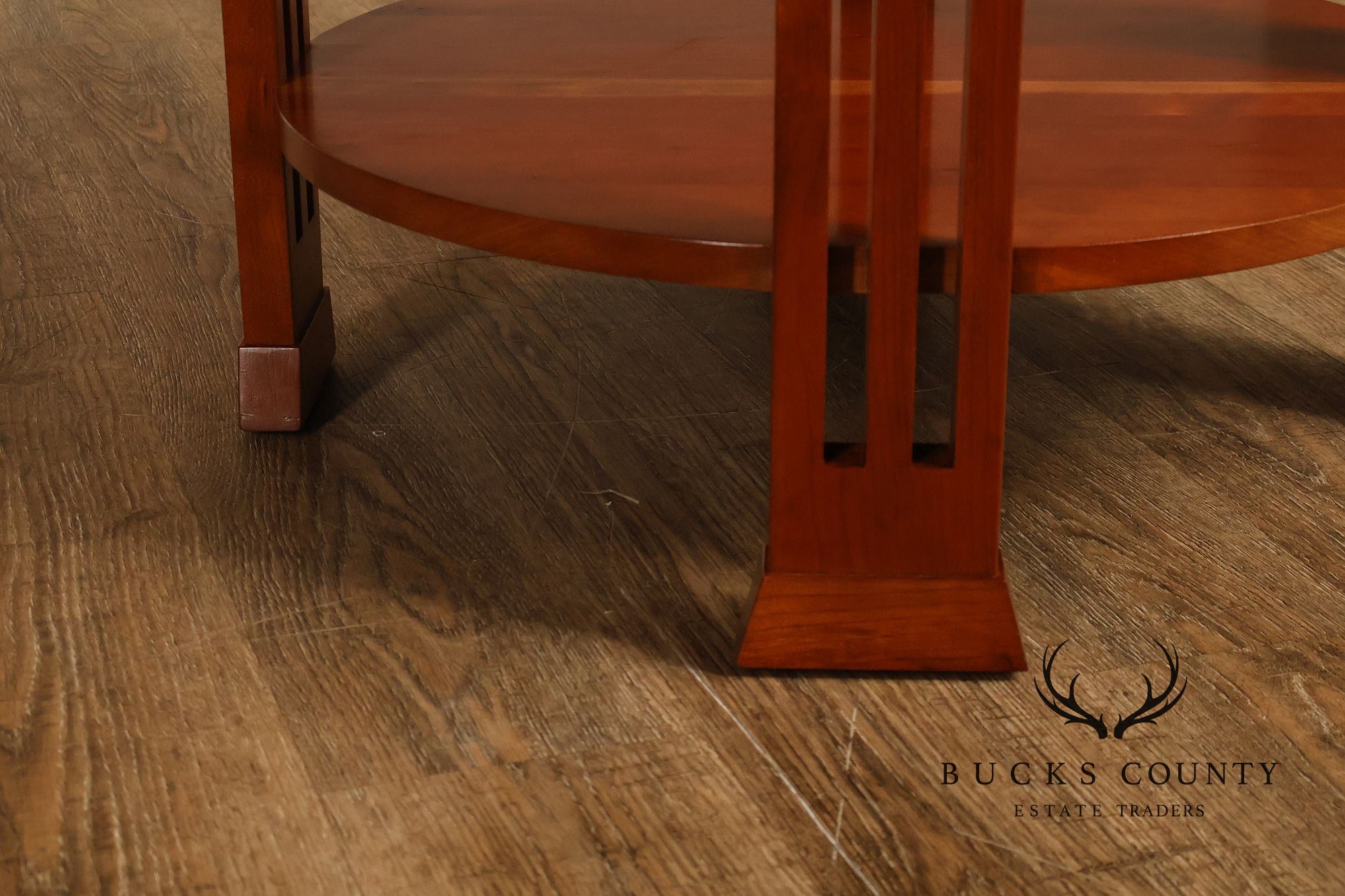 Stickley 21st Century Collection Round Cherry Granite Top Lamp Table