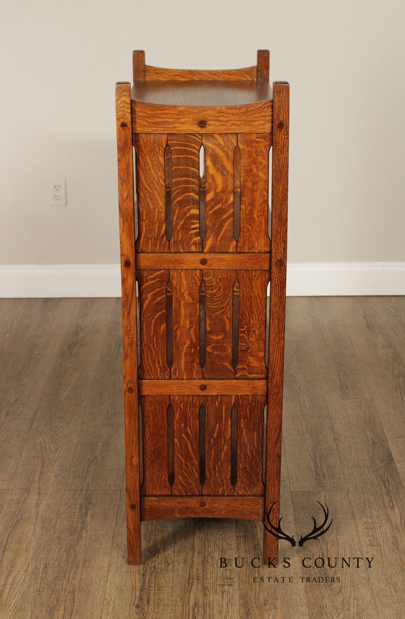 Antique Mission Oak Magazine Stand Bookcase