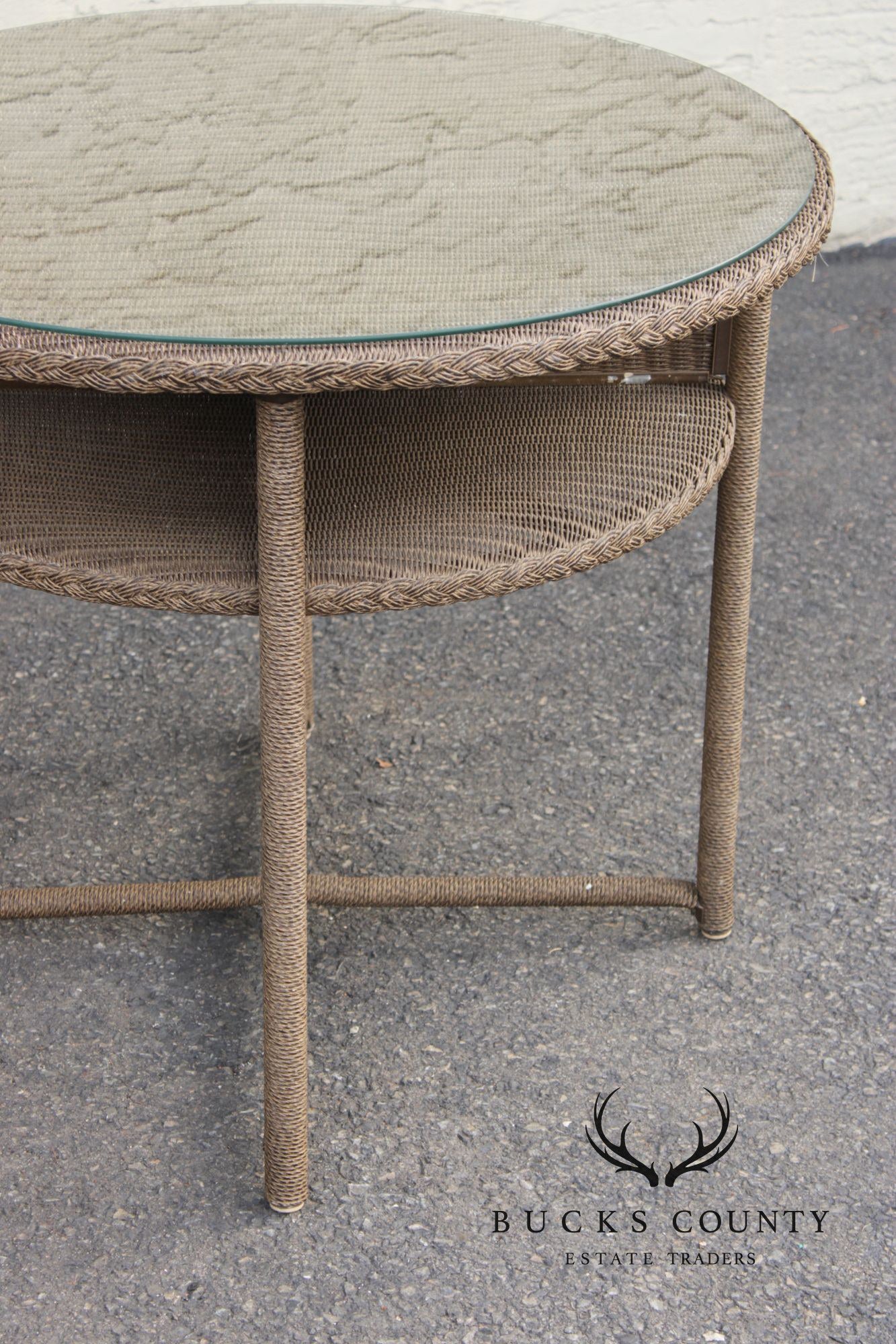 Lloyd Loom Round Glass Top Wicker Patio Table