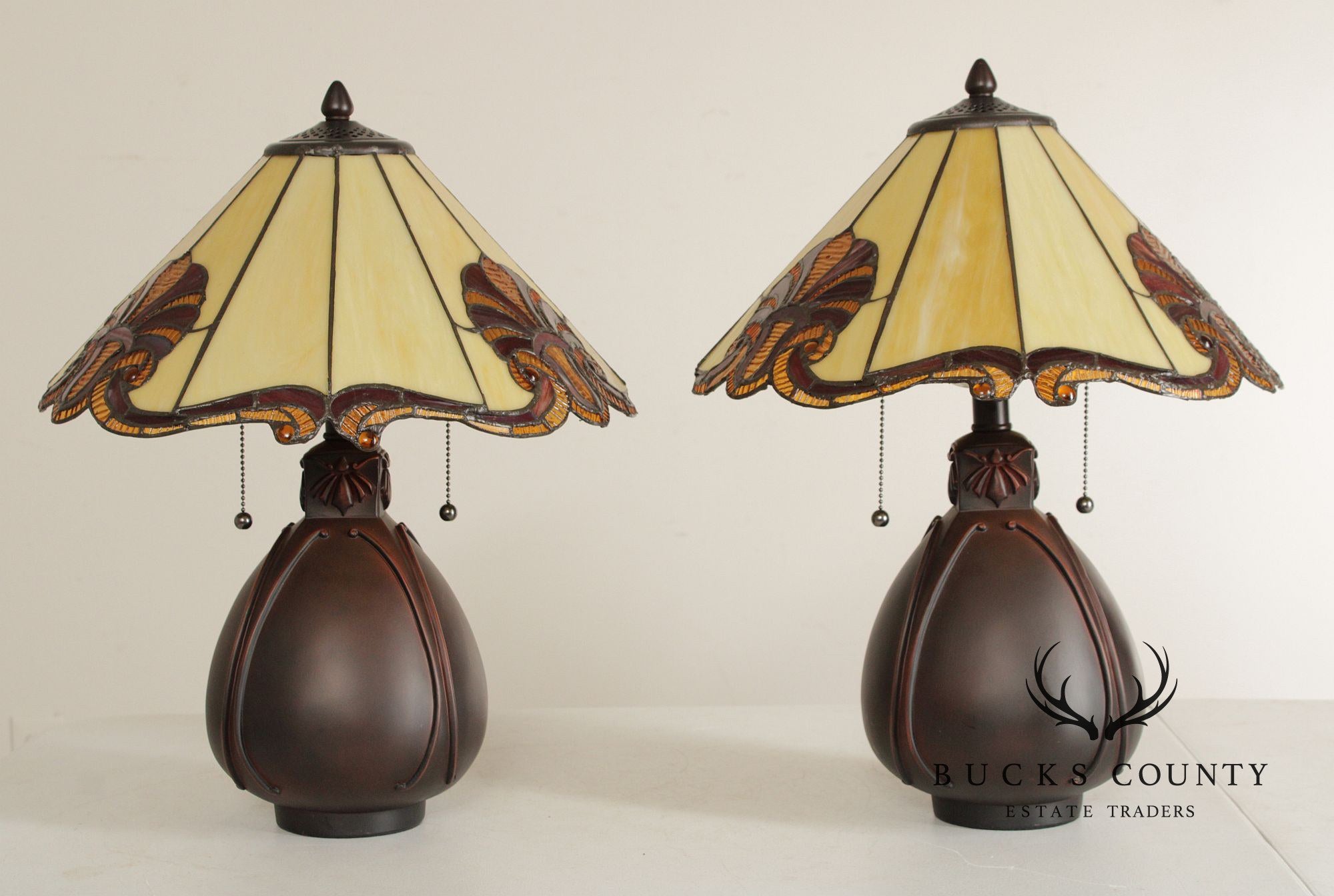 Cal Lighting Arts & Crafts Style Pair of Table Lamps