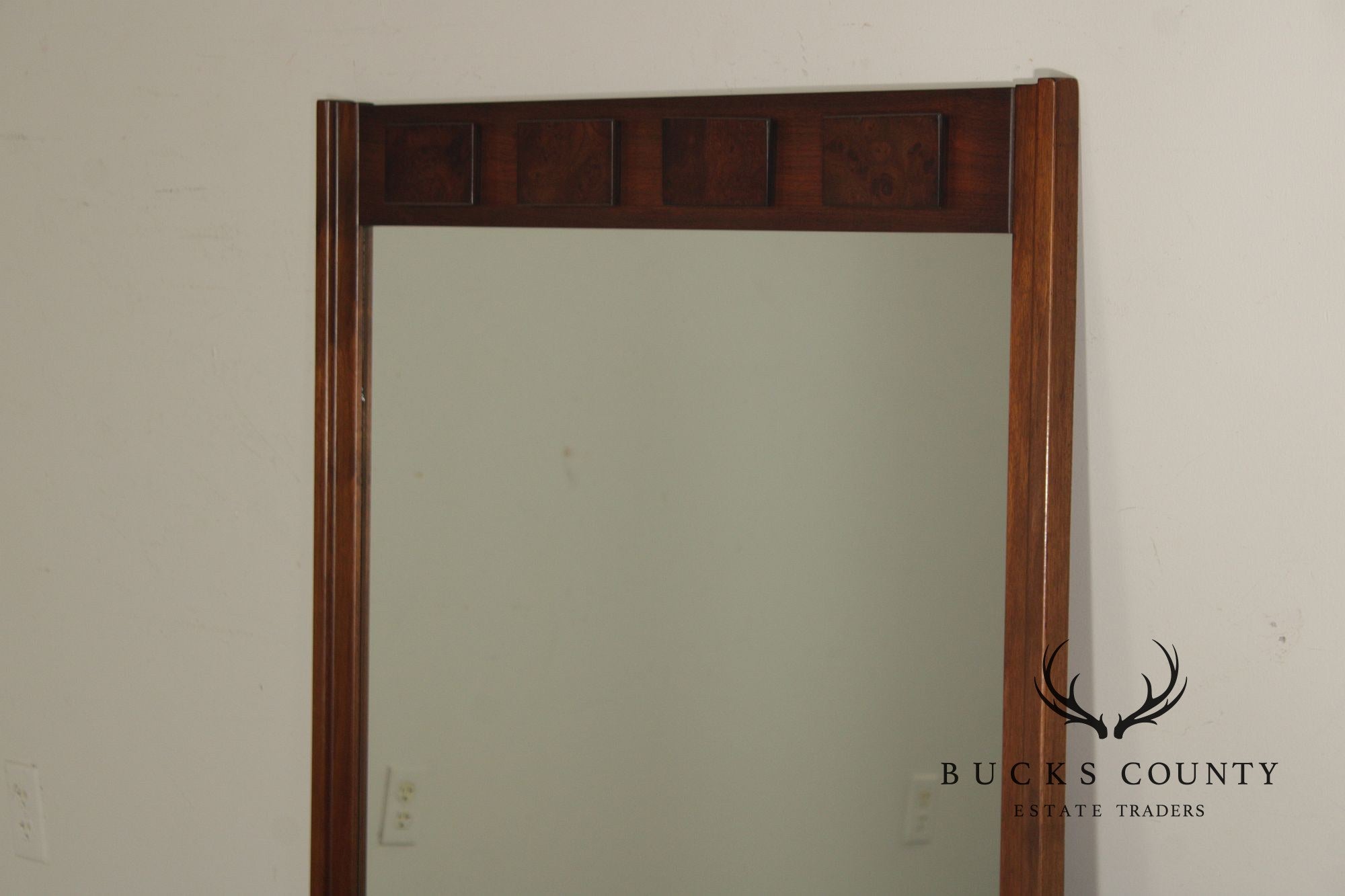Mid Century Modern Brutalist Burl And Walnut Mirror