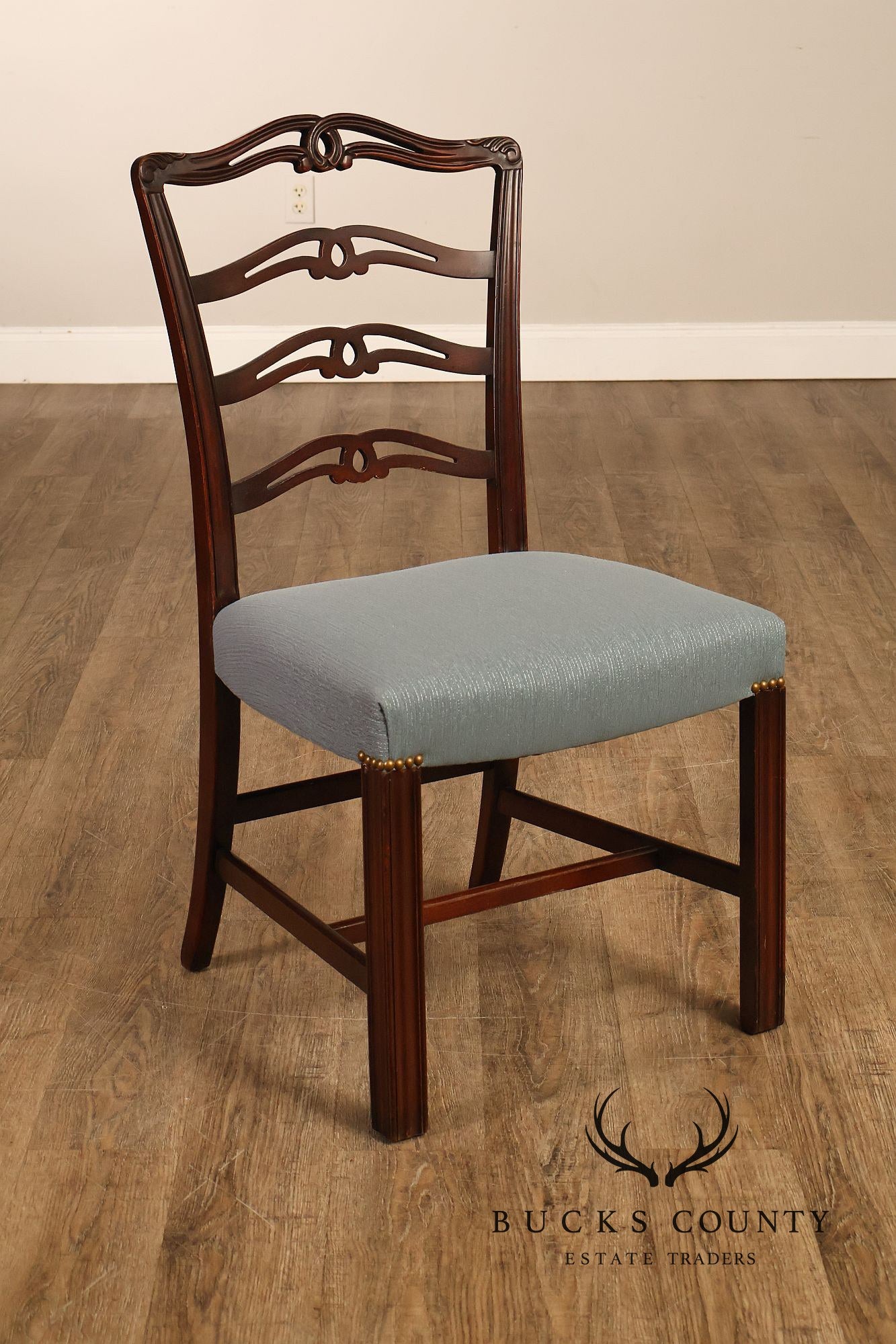 1940's Chippendale Style Set Of Six Mahogany Ladder Back Dining Chairs