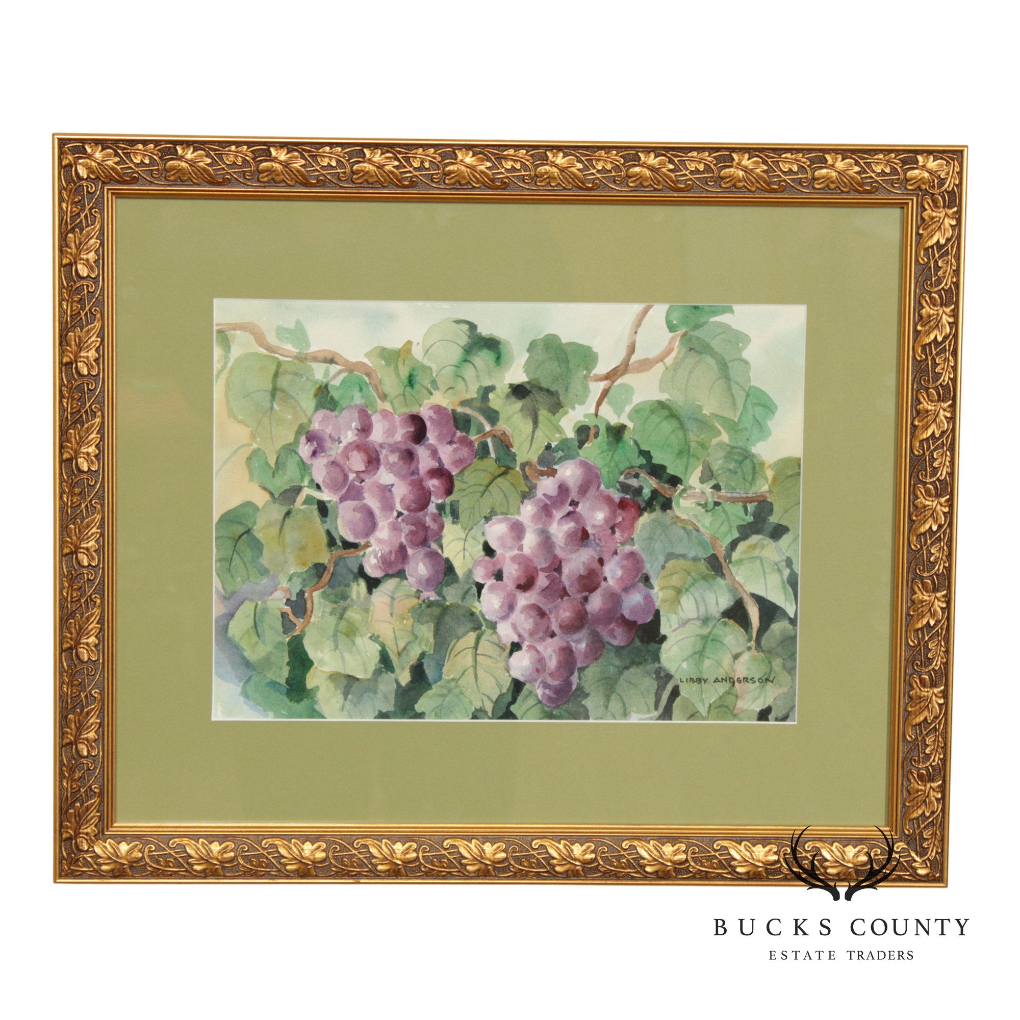 Libby Anderson Watercolor, Still Life of Grapevine