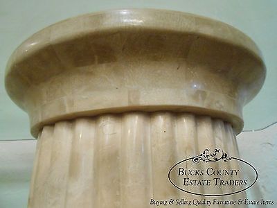 Maitland Smith Tessellated Stone Greek Doric Column Pedestal Glass Top Desk