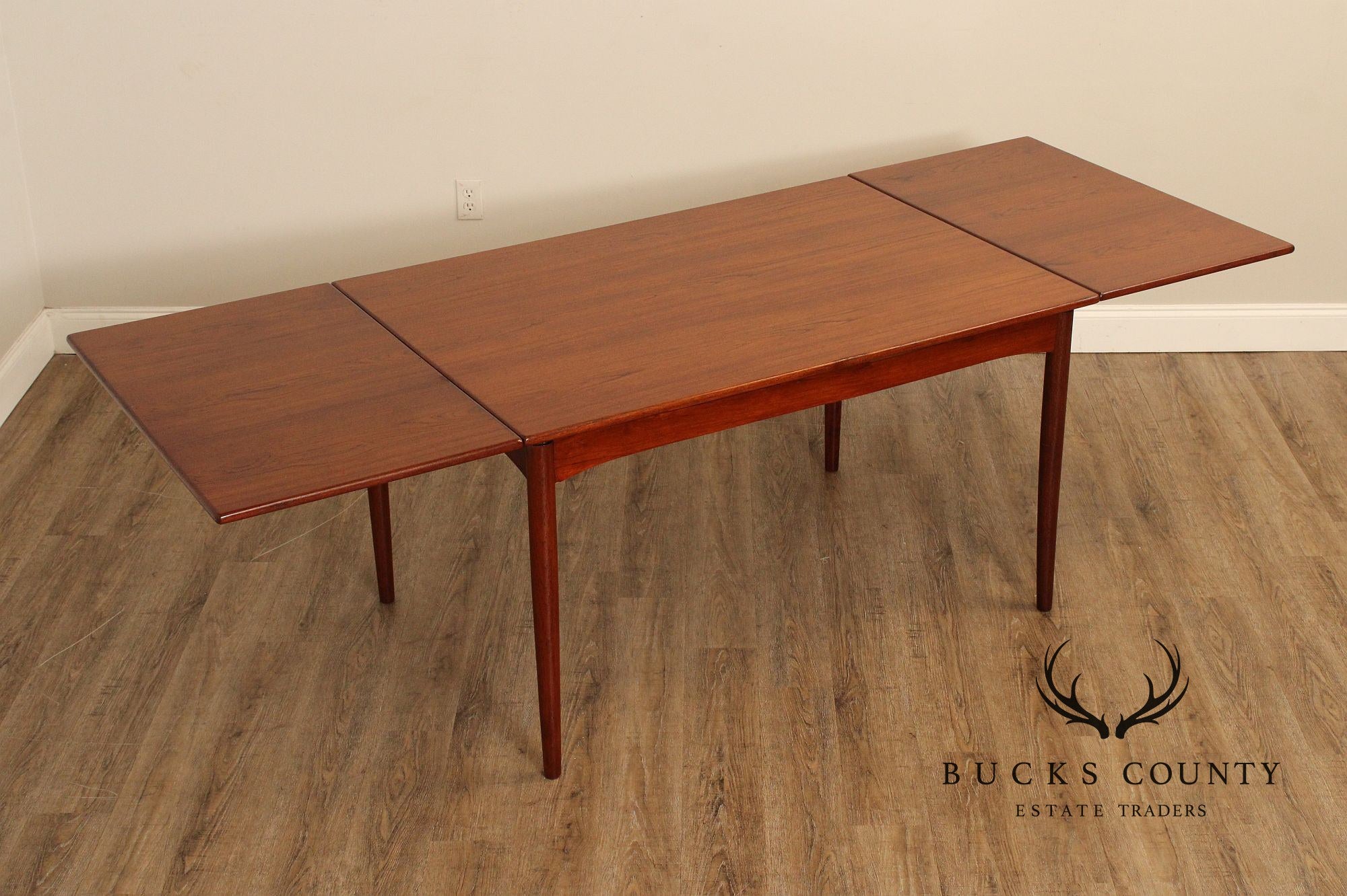 Danish Modern Teak Draw Leaf Dining Table