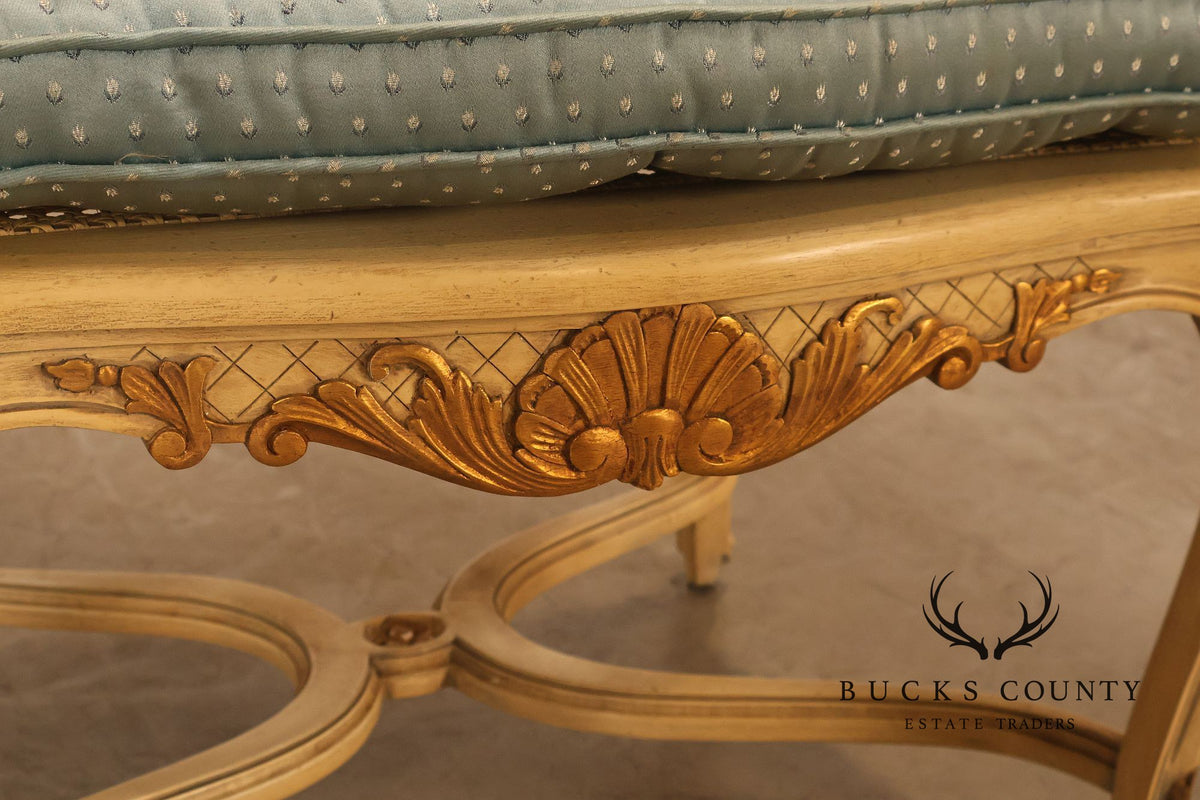 French Regency Pair of Caned Bergere Armchairs