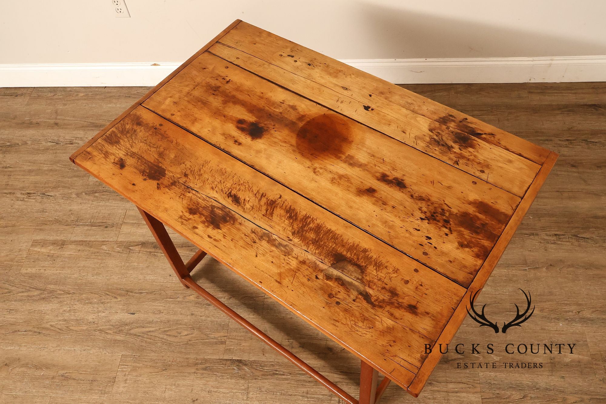 Antique Early American Plank Top Tavern Table