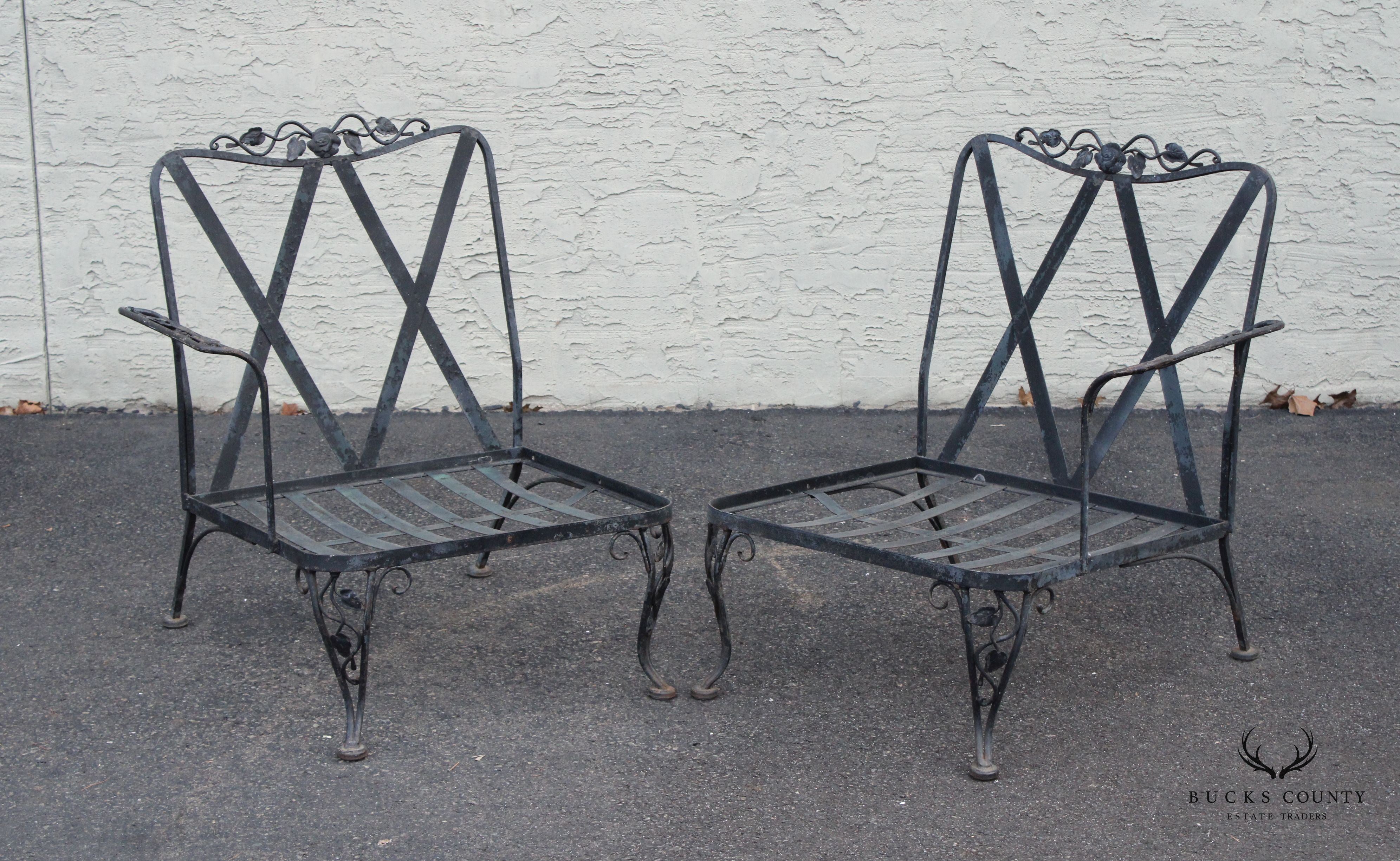 Woodard 'Chantilly Rose' Wrought Iron Two-Piece Outdoor Patio Bench