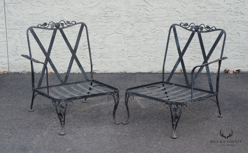 Woodard 'Chantilly Rose' Wrought Iron Two-Piece Outdoor Patio Bench
